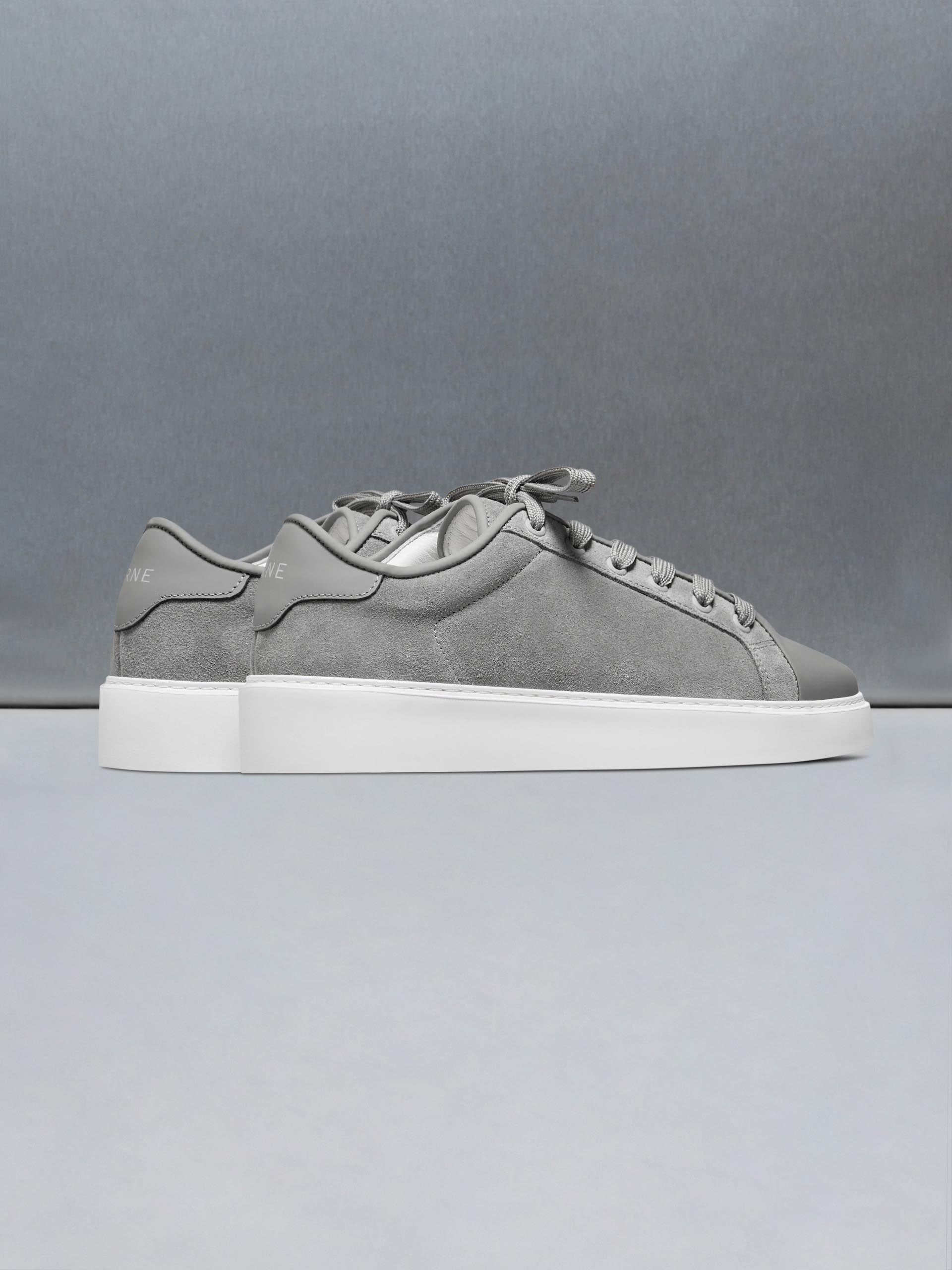 Mens Mid Leather Toe Cap Trainer in Grey