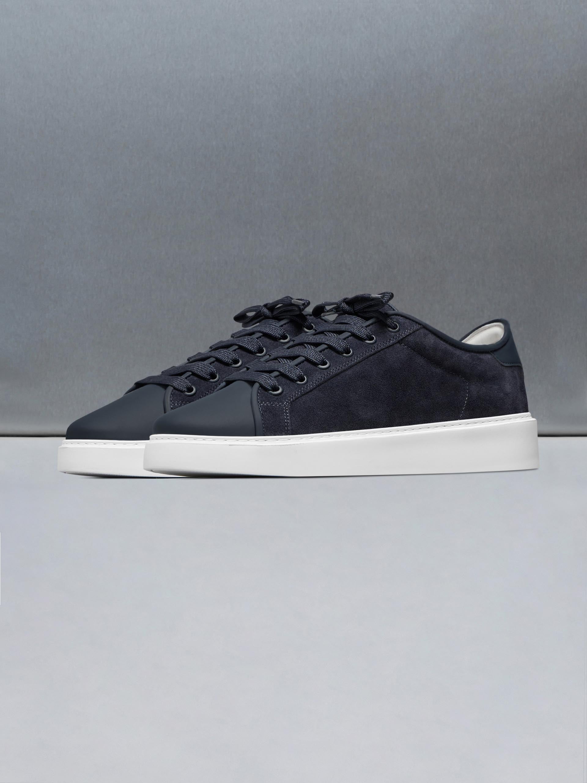Mens Mid Leather Toe Cap Trainer in Navy