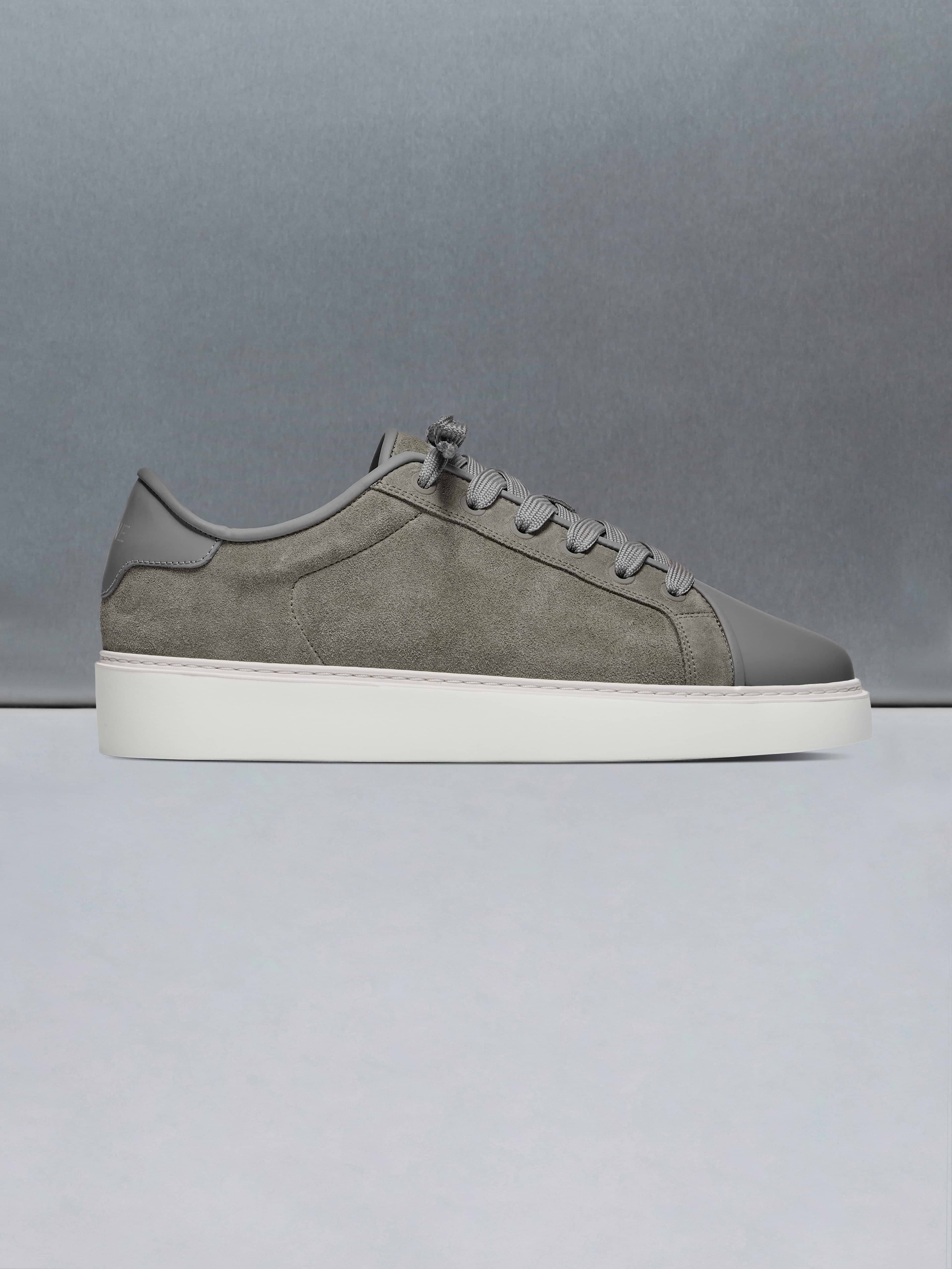 Mid Leather Toe Cap Trainer in Sage Green