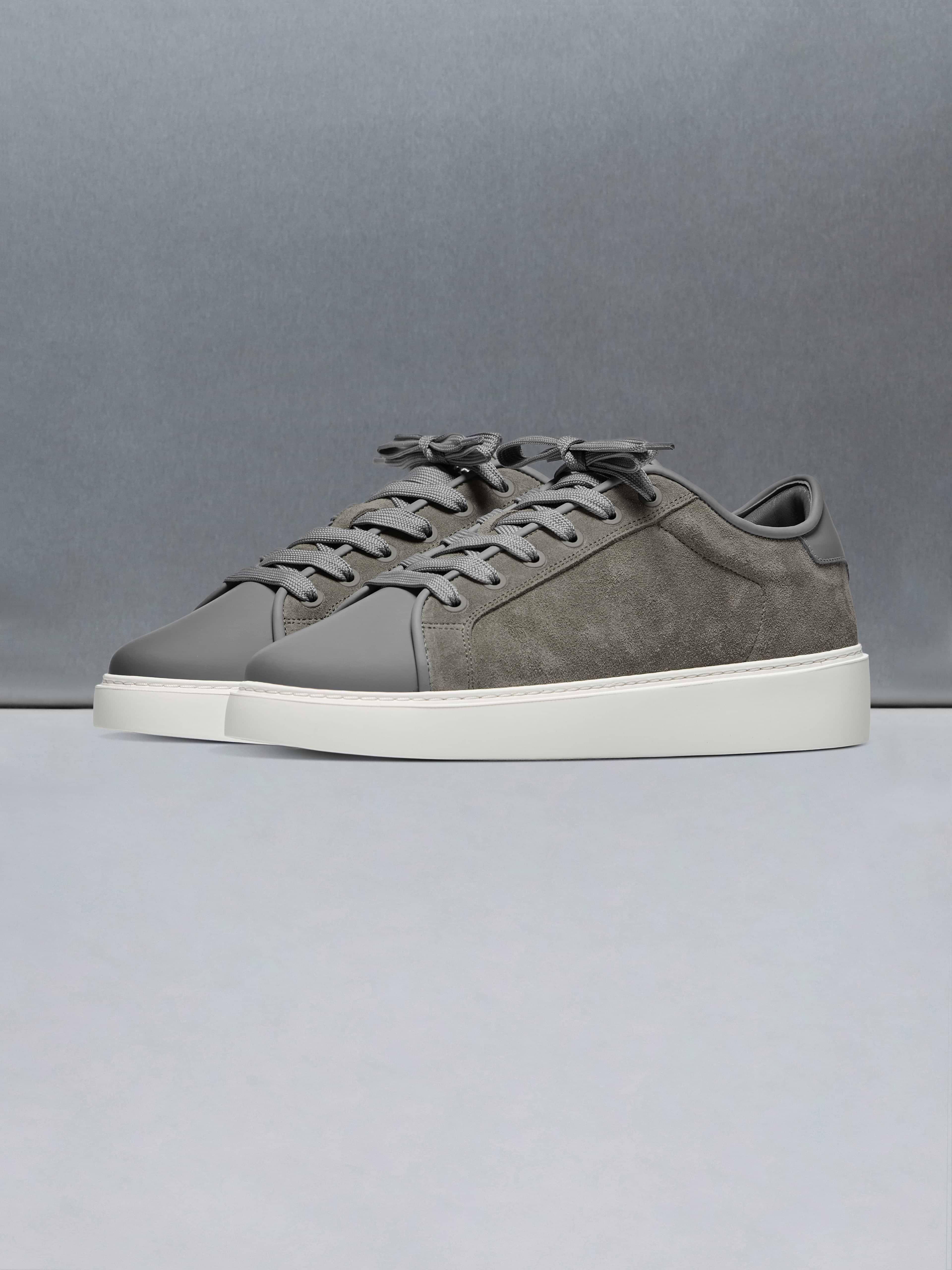 Mid Leather Toe Cap Trainer in Sage Green