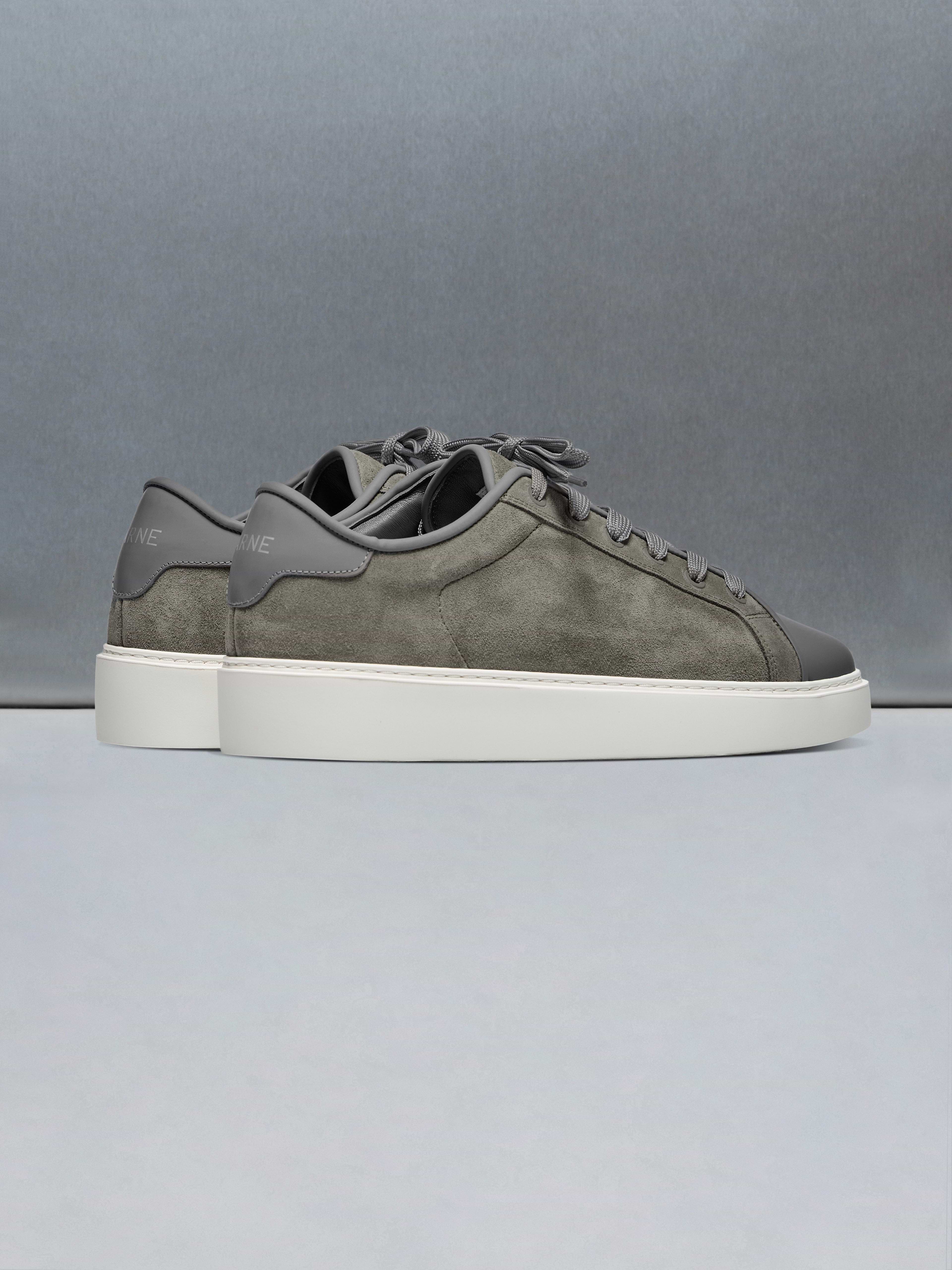 Mid Leather Toe Cap Trainer in Sage Green