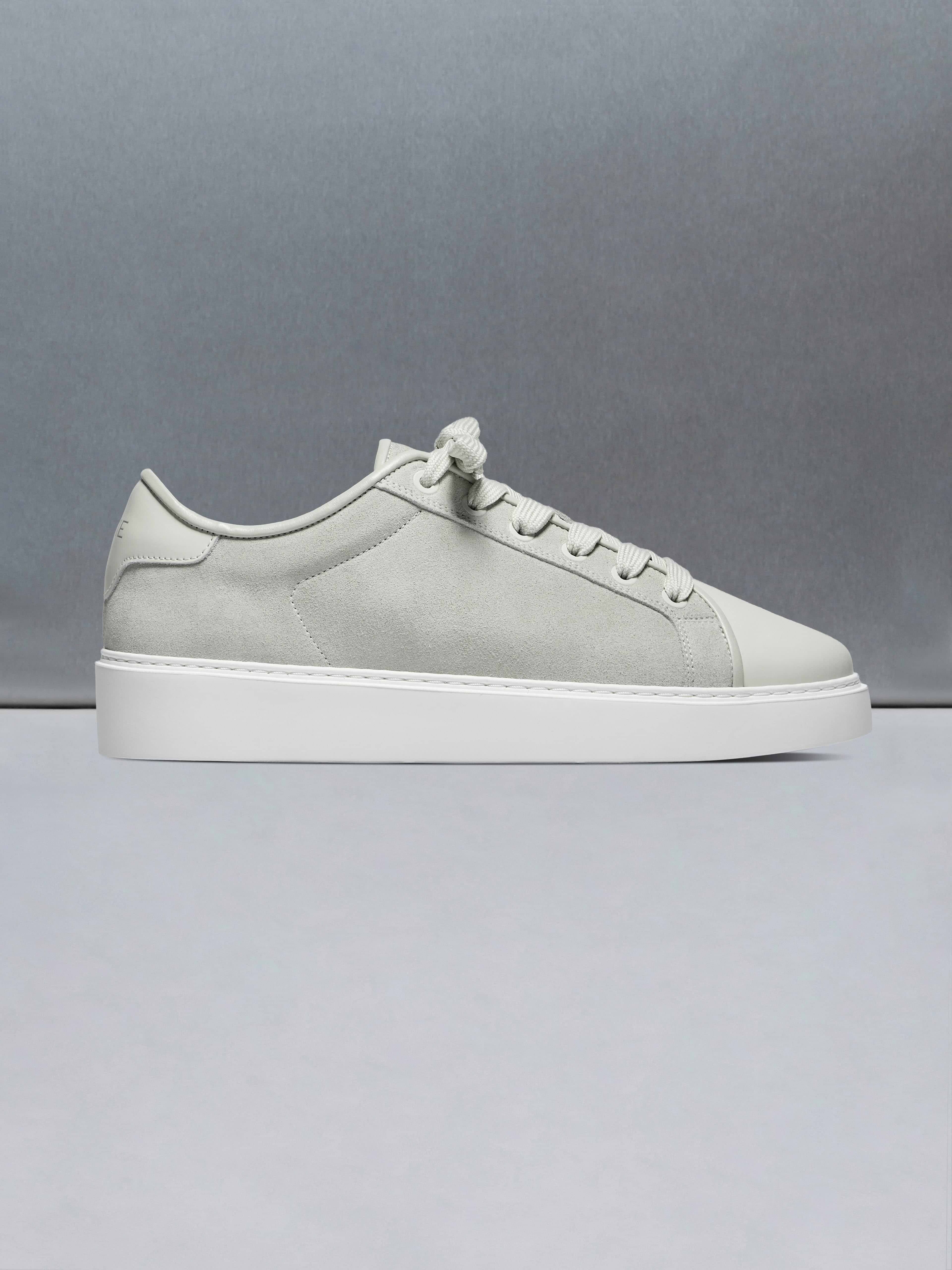 Mid Leather Toe Cap Trainer in Stone