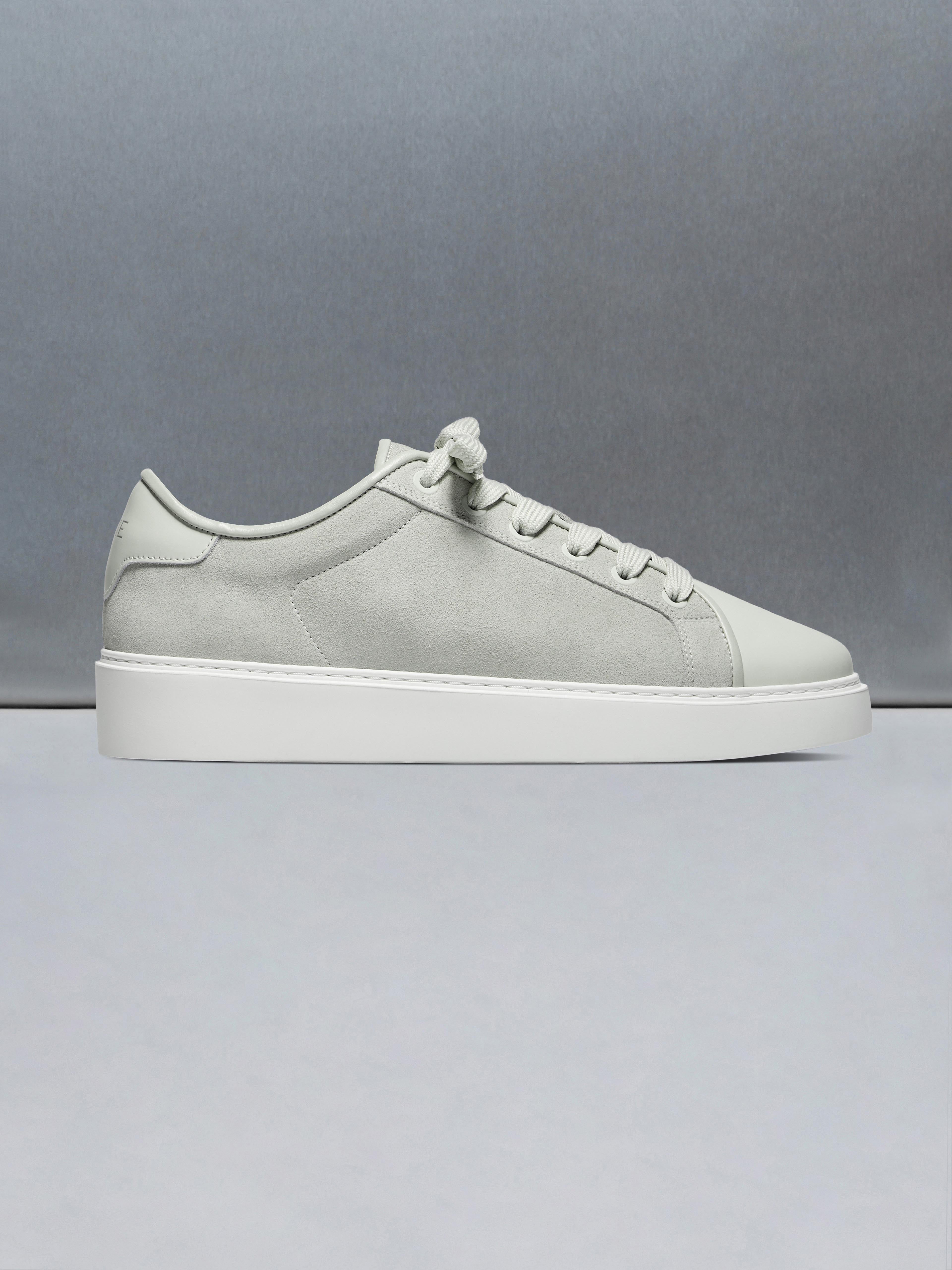 Mens Mid Leather Toe Cap Trainer in Stone