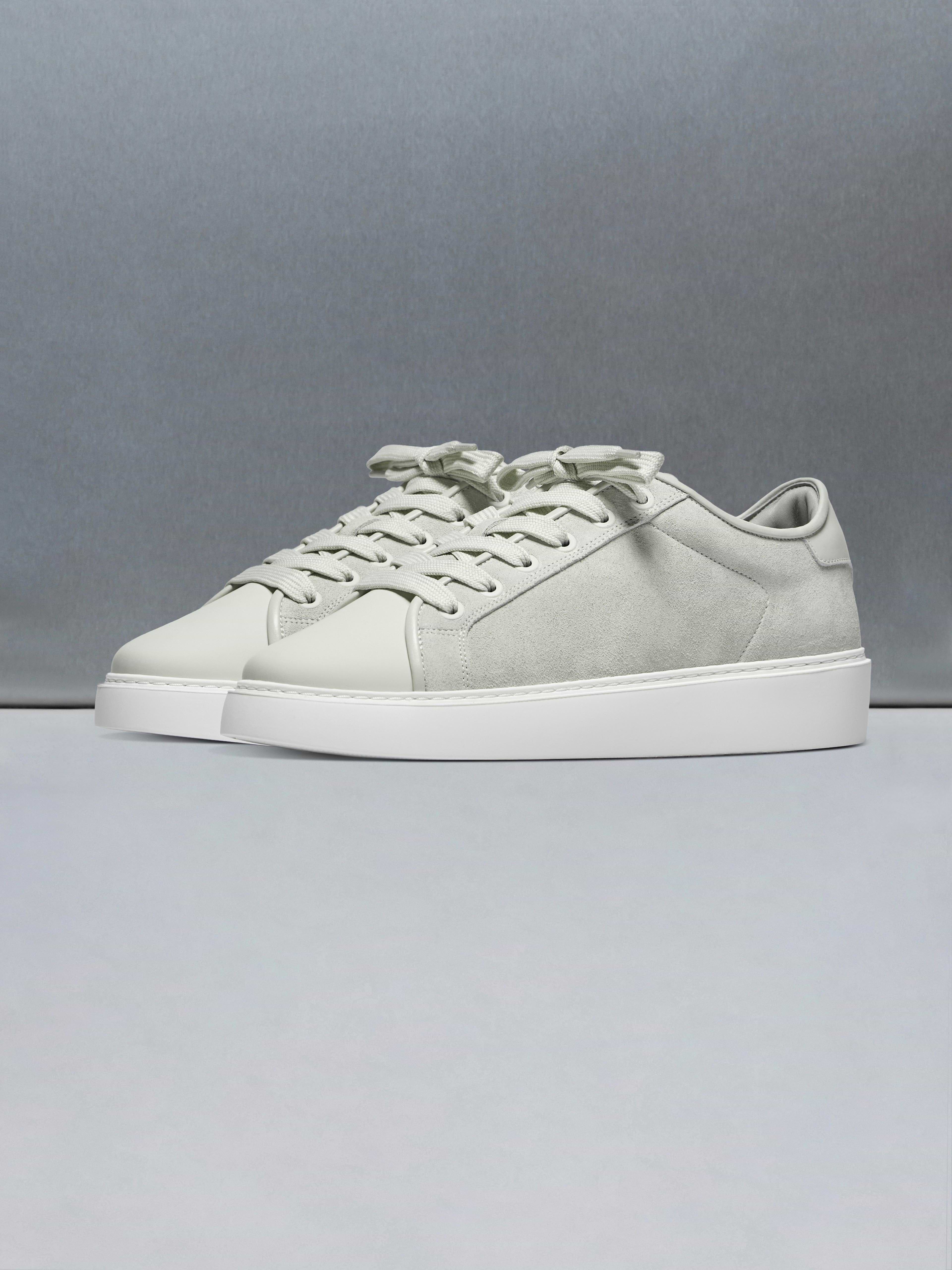Mid Leather Toe Cap Trainer in Stone
