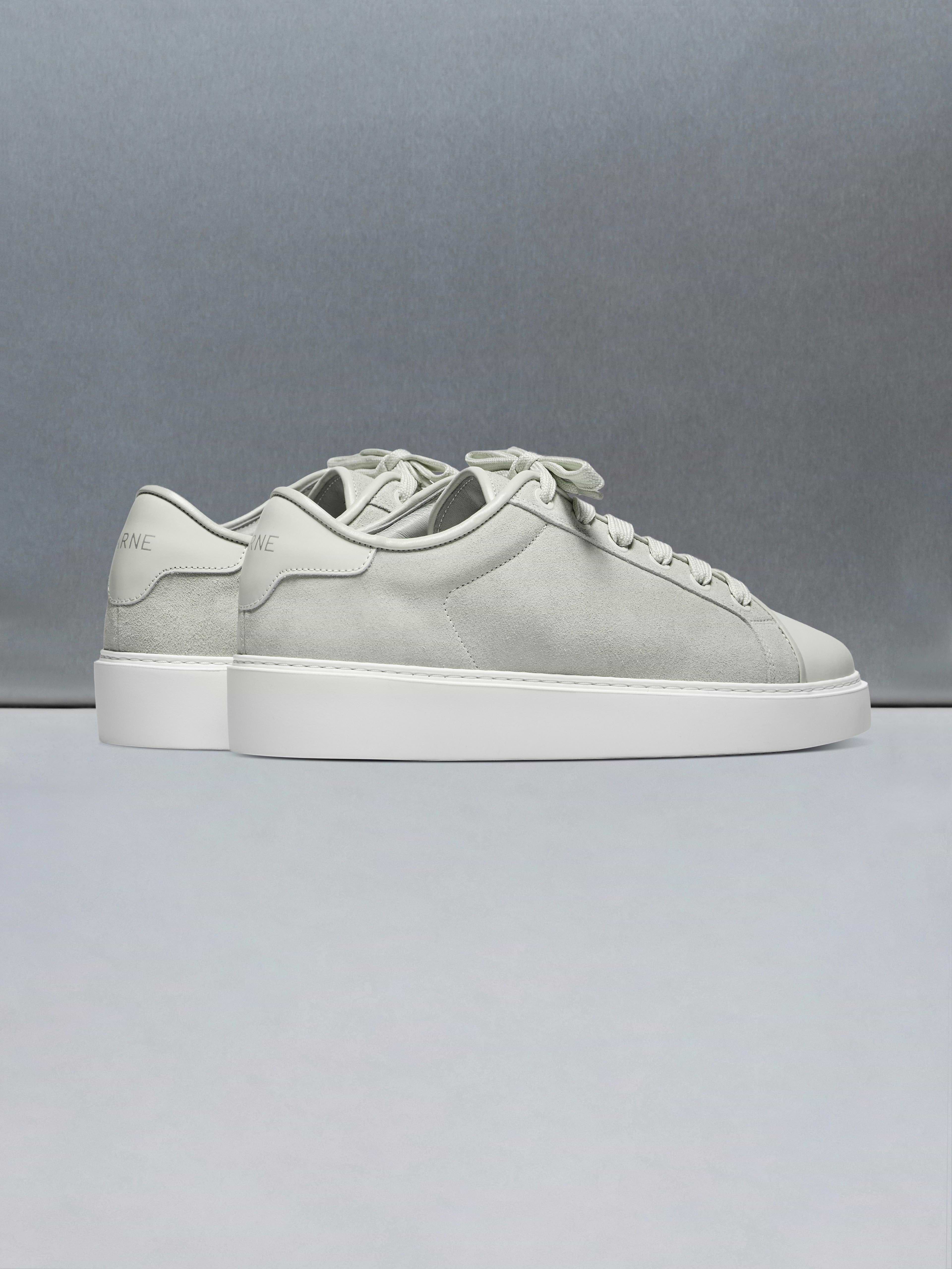 Mid Leather Toe Cap Trainer in Stone