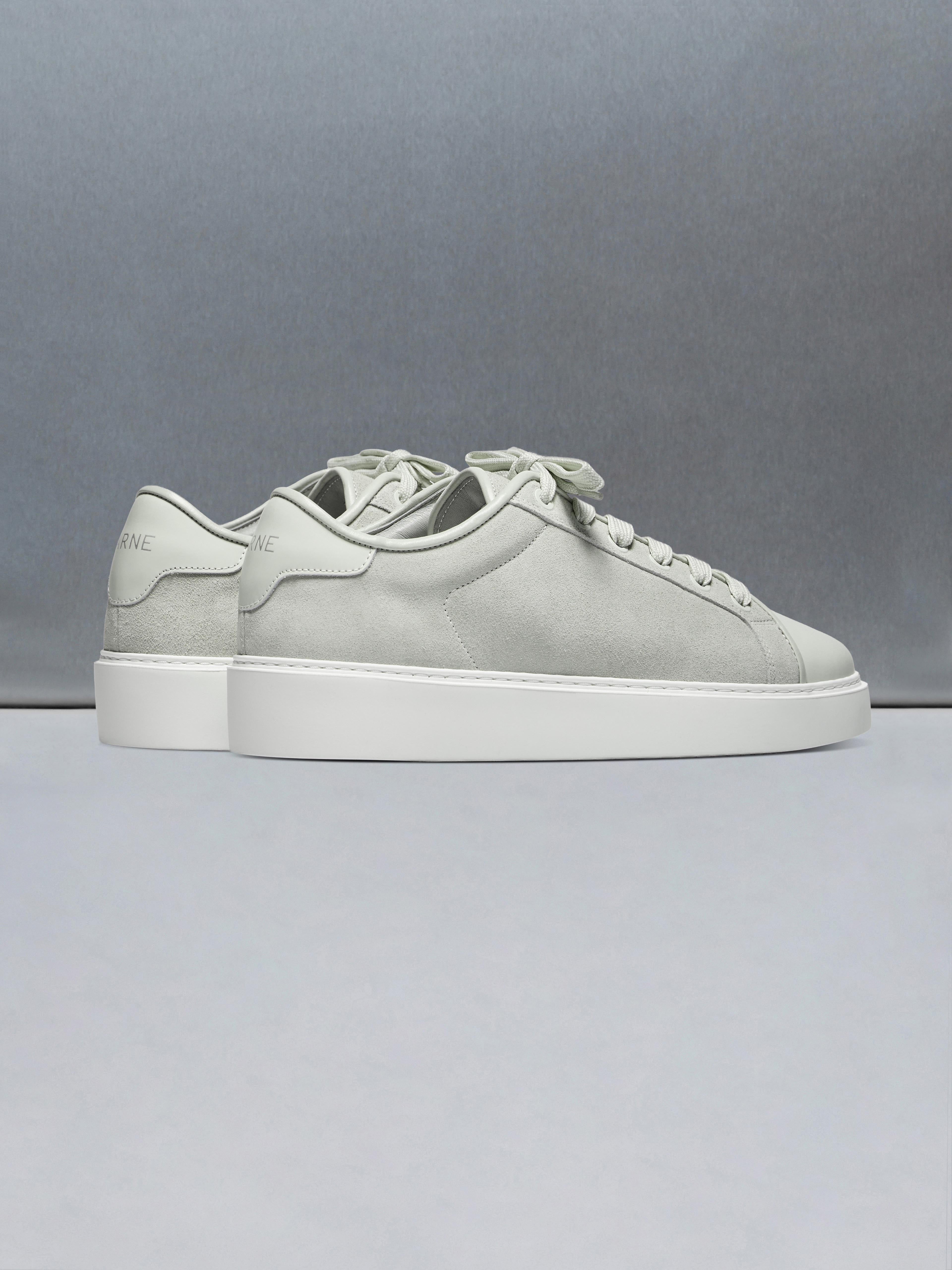 Mens Mid Leather Toe Cap Trainer in Stone