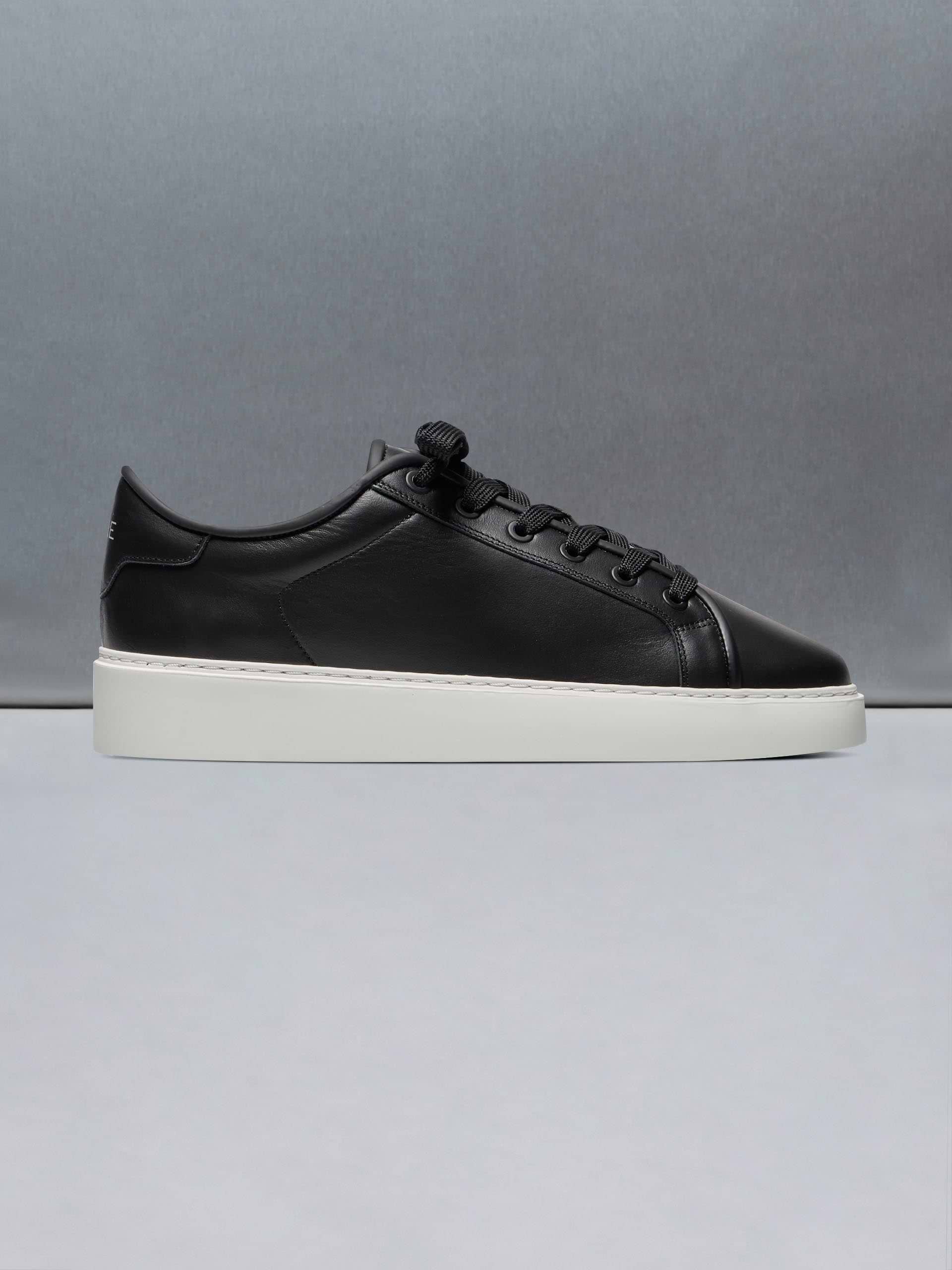 Mid Leather Trainer in Black