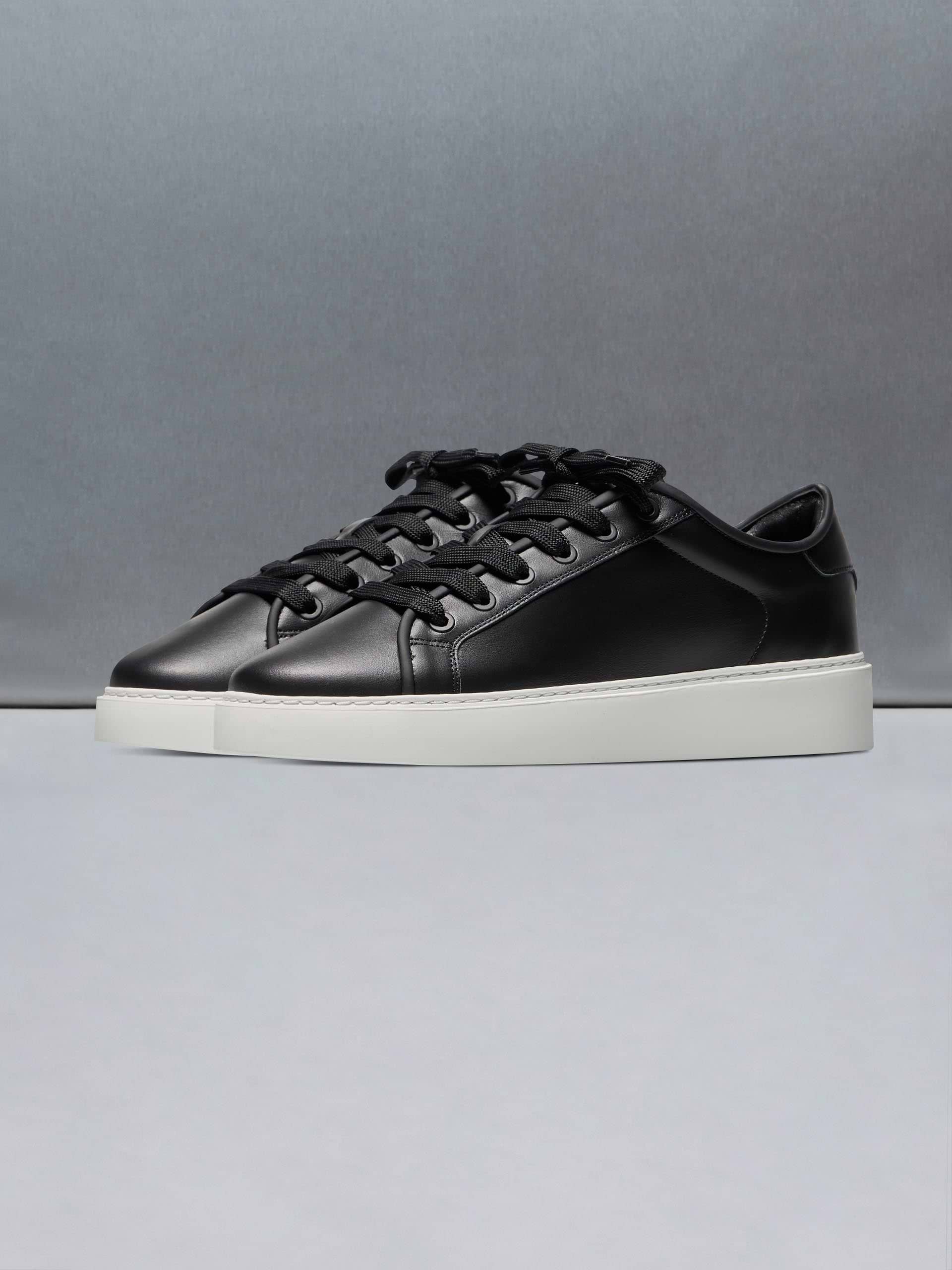 Mid Leather Trainer in Black