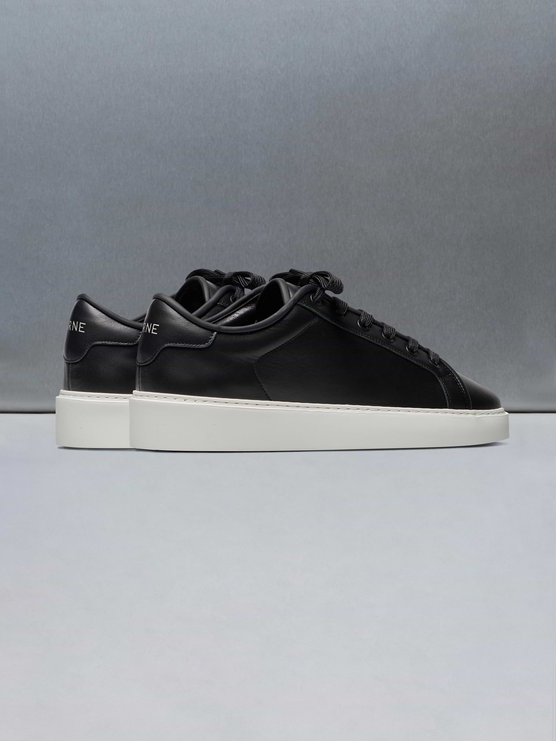 Mid Leather Trainer in Black