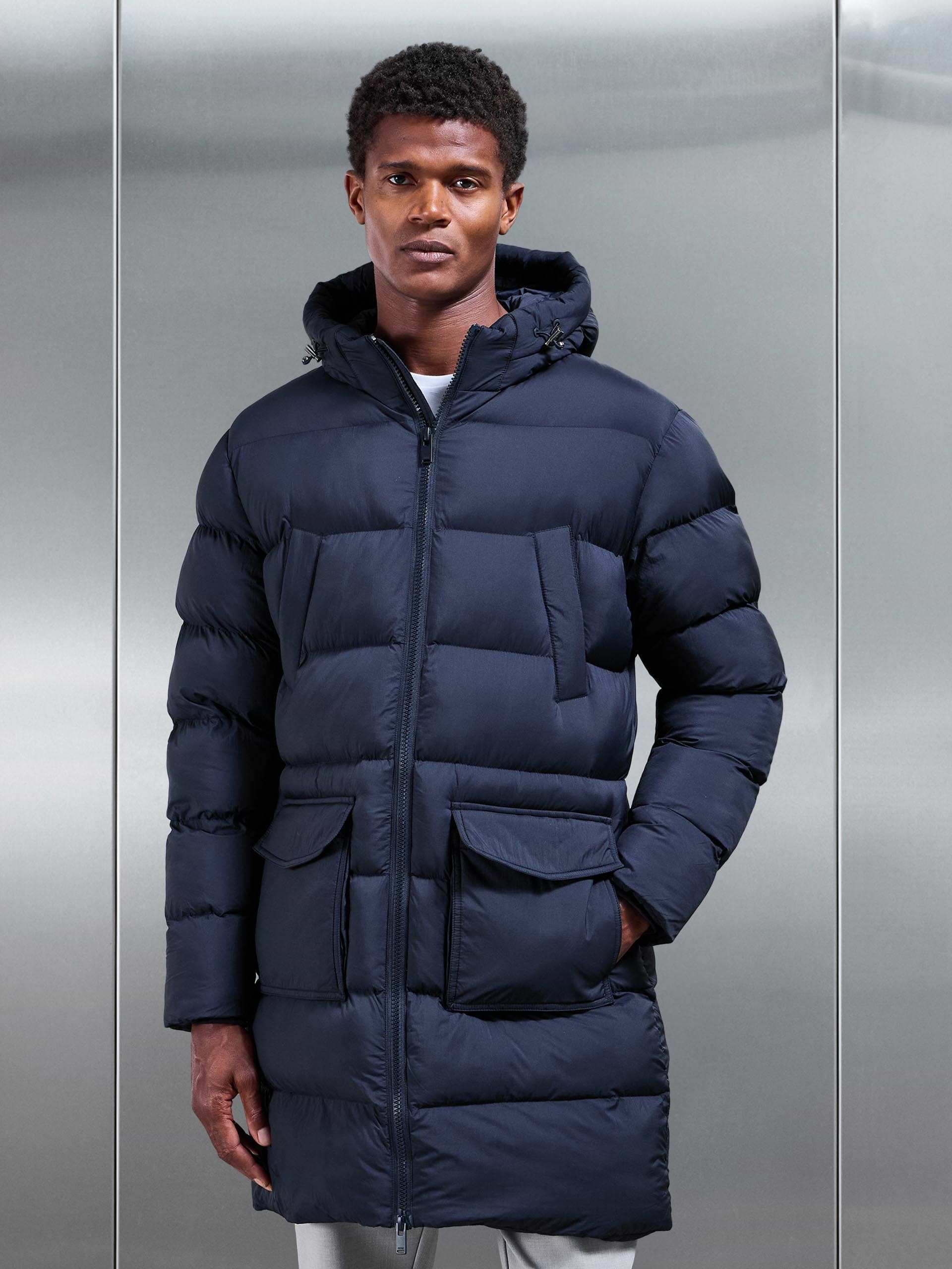 Mid Length Puffer Parka in Navy