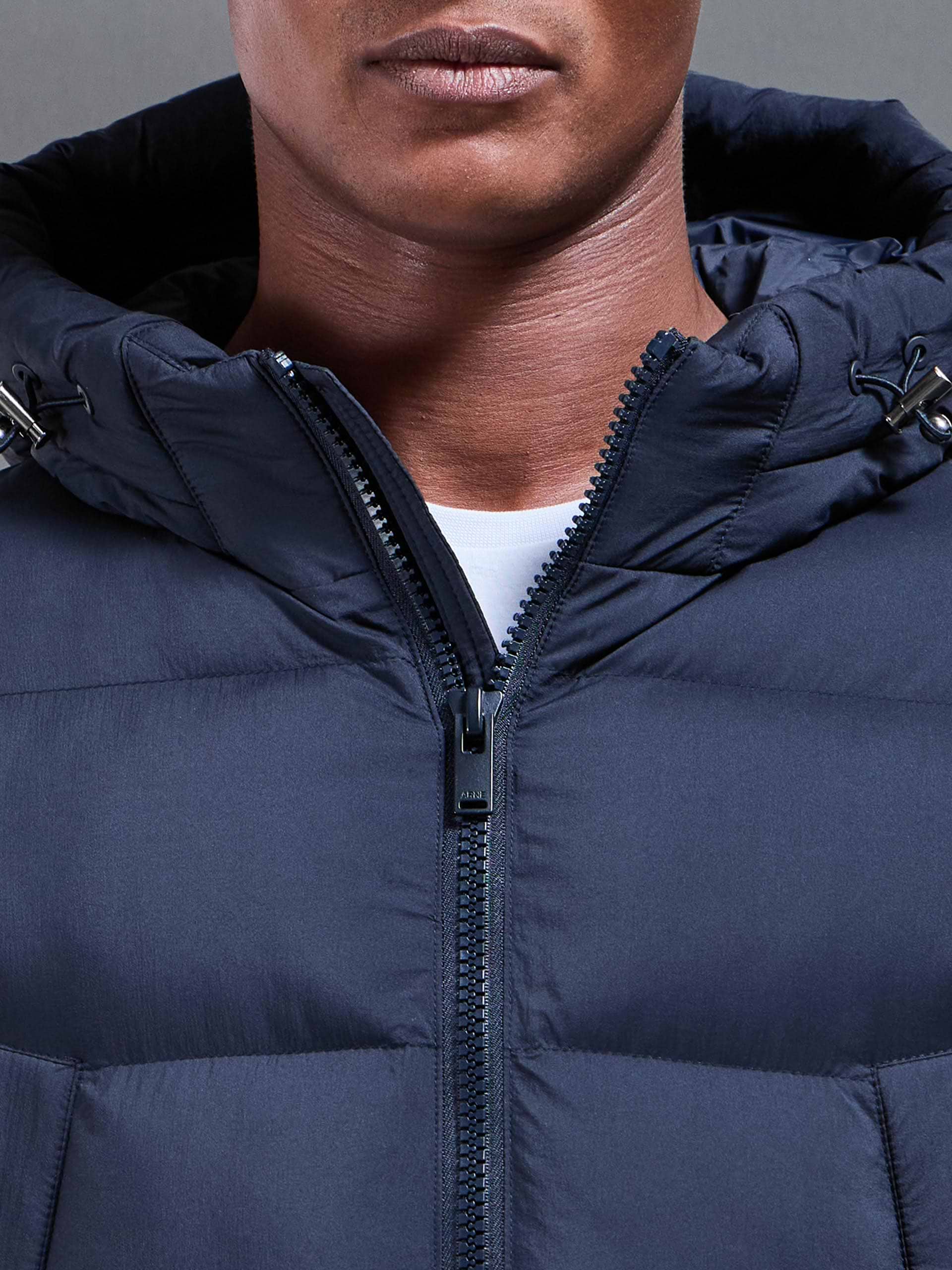 Mid Length Puffer Parka in Navy