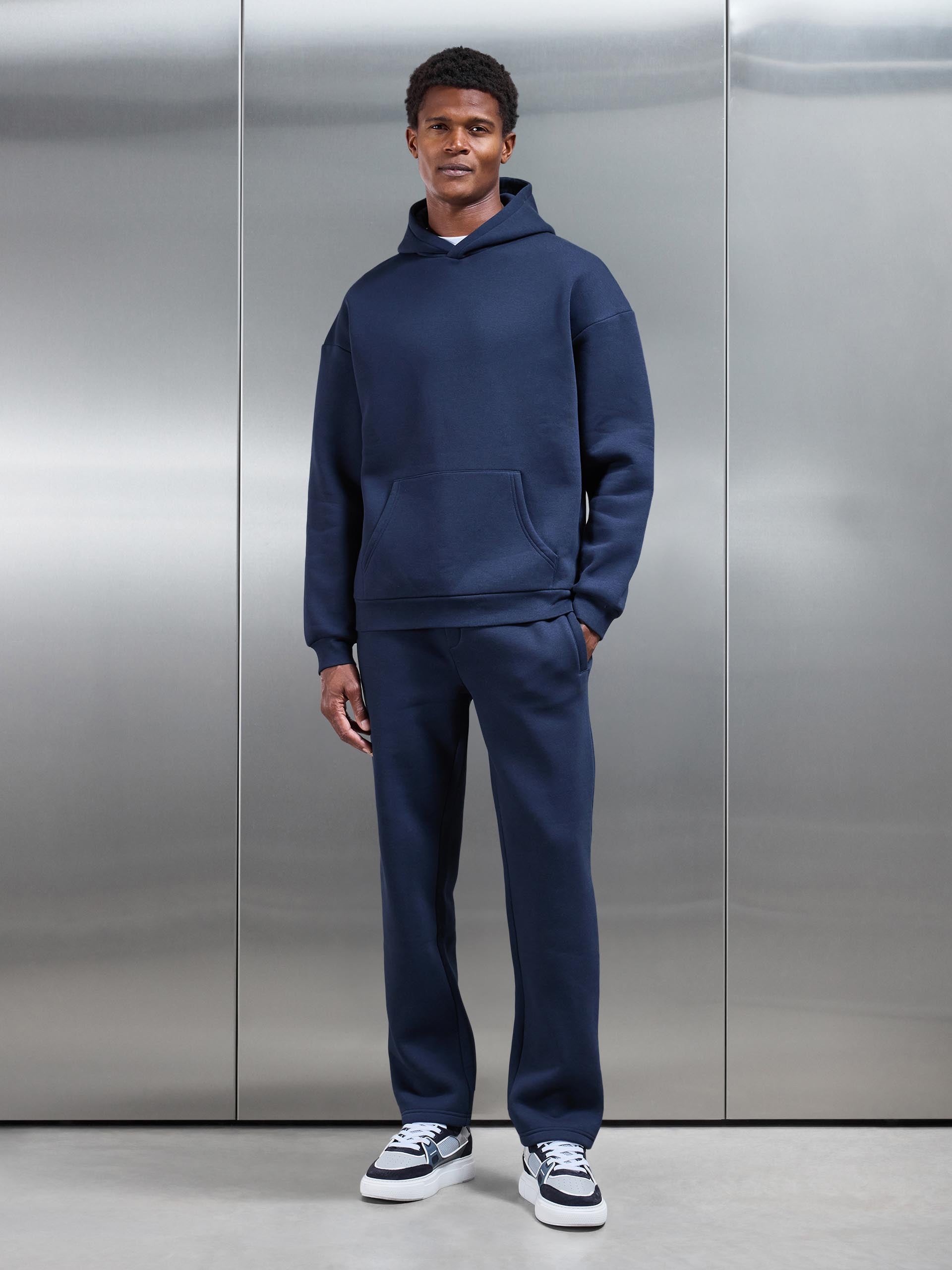 Mens Neoprene Relaxed Fit Hoodie in Navy