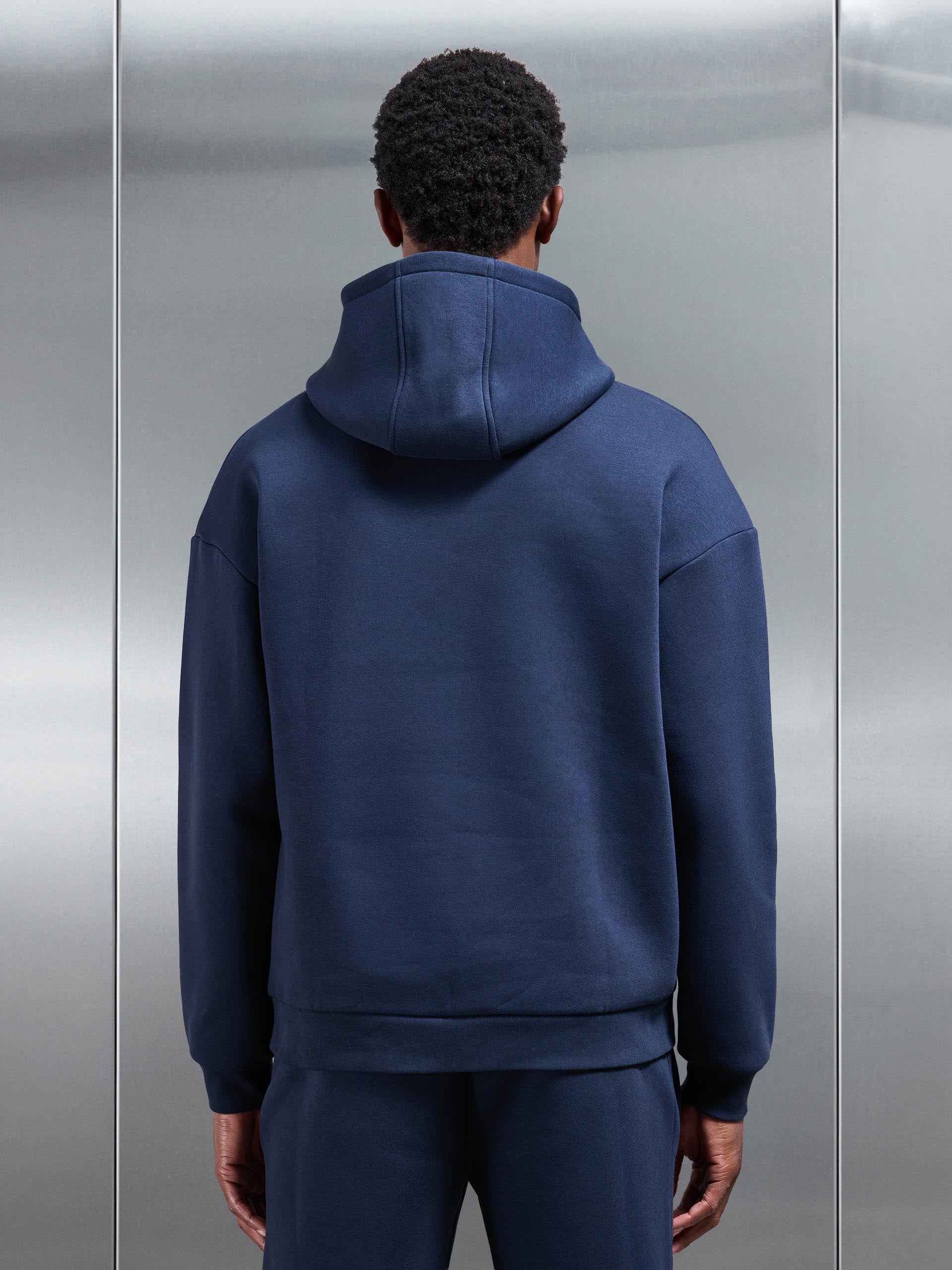 Mens Neoprene Relaxed Fit Hoodie in Navy