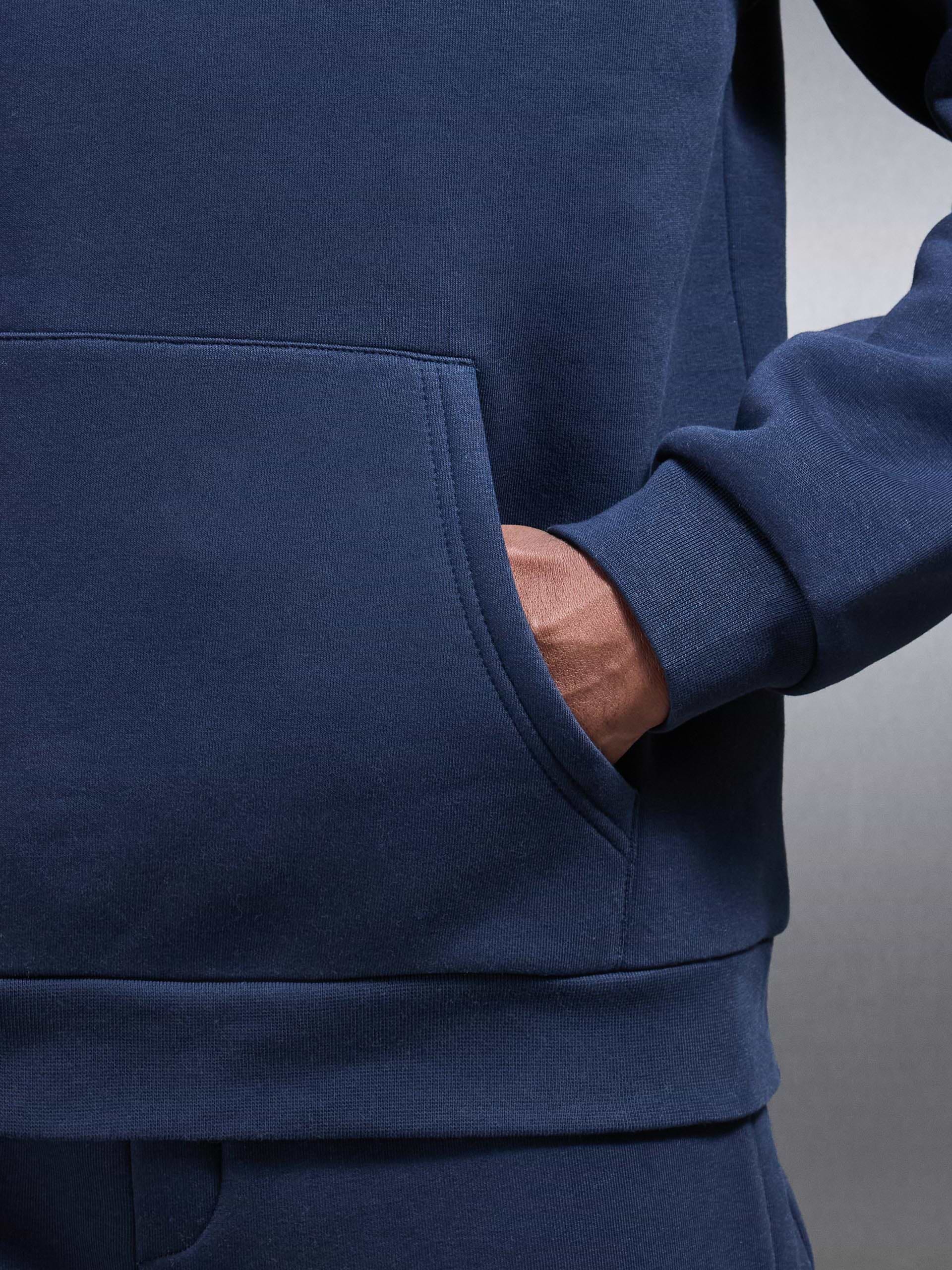 Neoprene Relaxed Fit Hoodie in Navy