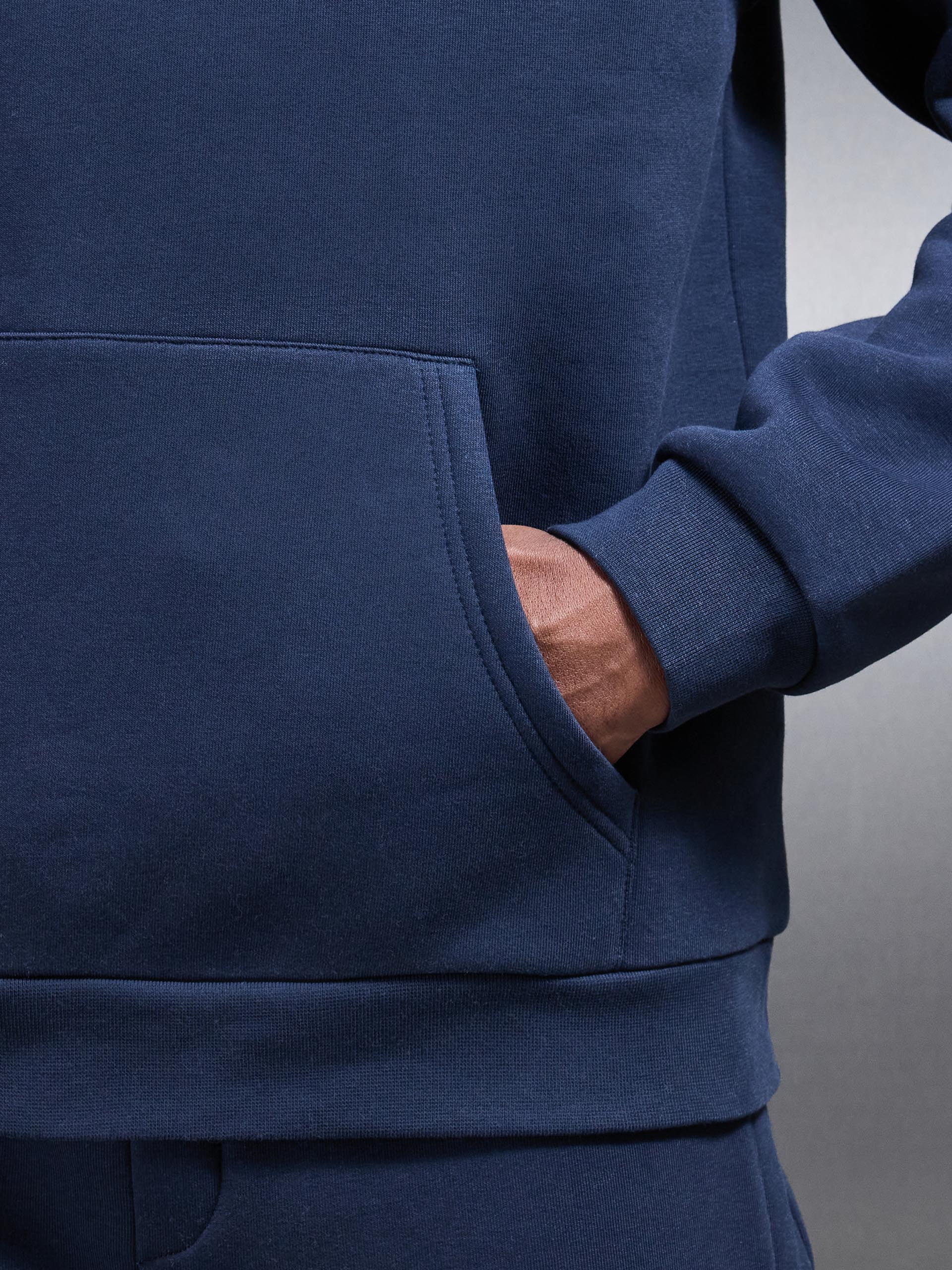 Mens Neoprene Relaxed Fit Hoodie in Navy