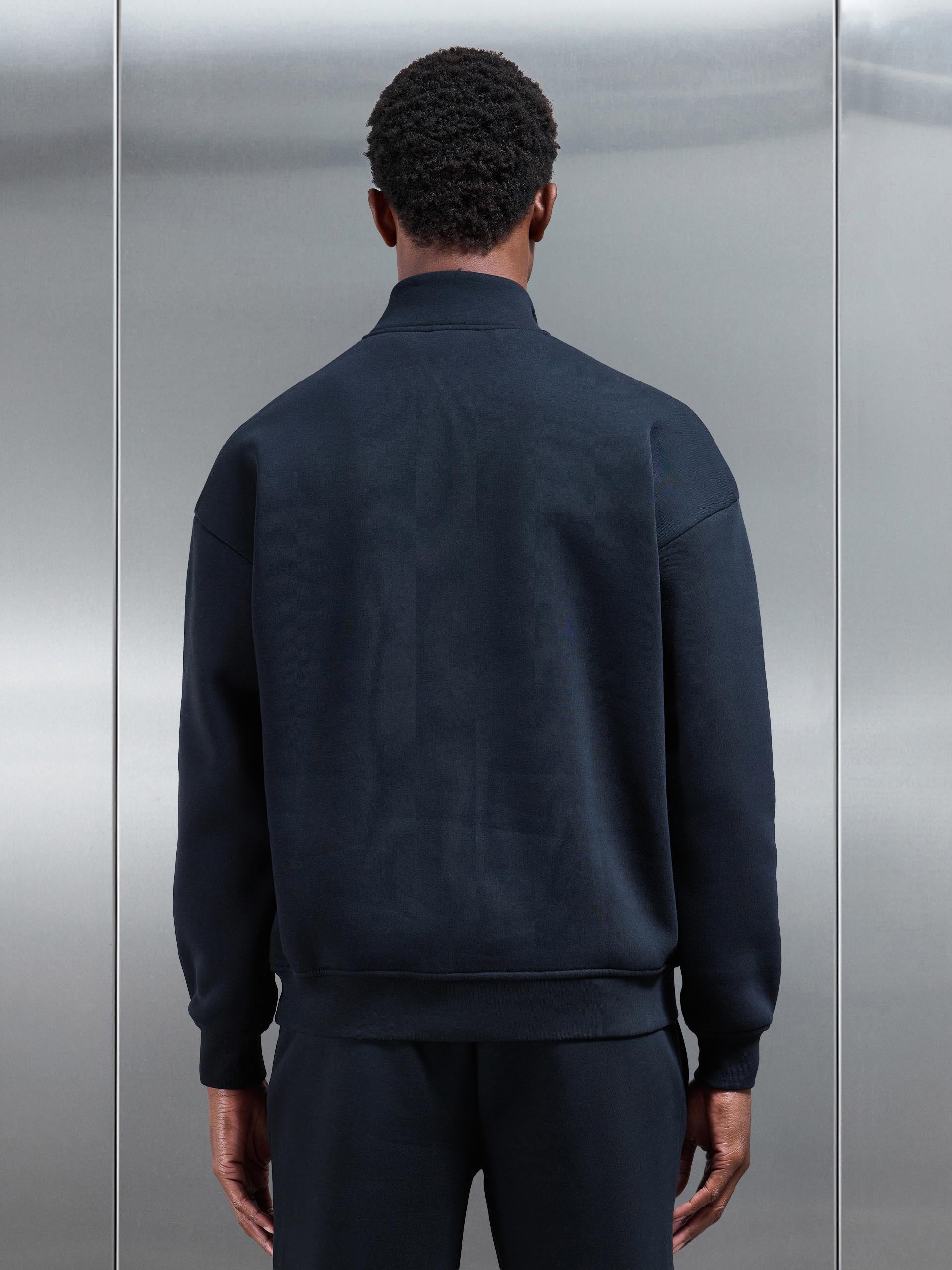 Mens Neoprene Relaxed Half Zip Funnel Neck in Black