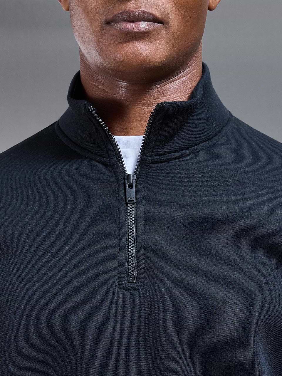 Neoprene Relaxed Half Zip Funnel Neck in Black