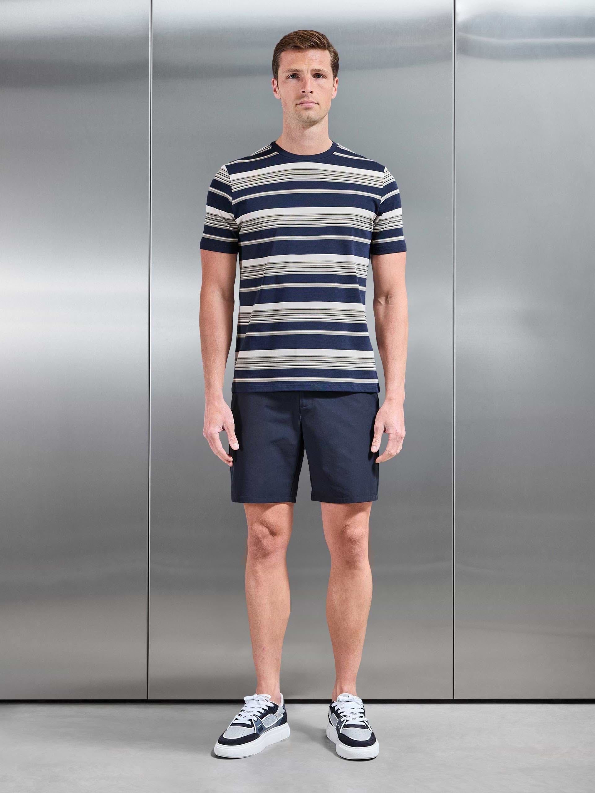 Mens Nova Stripe T-Shirt in Navy Sage