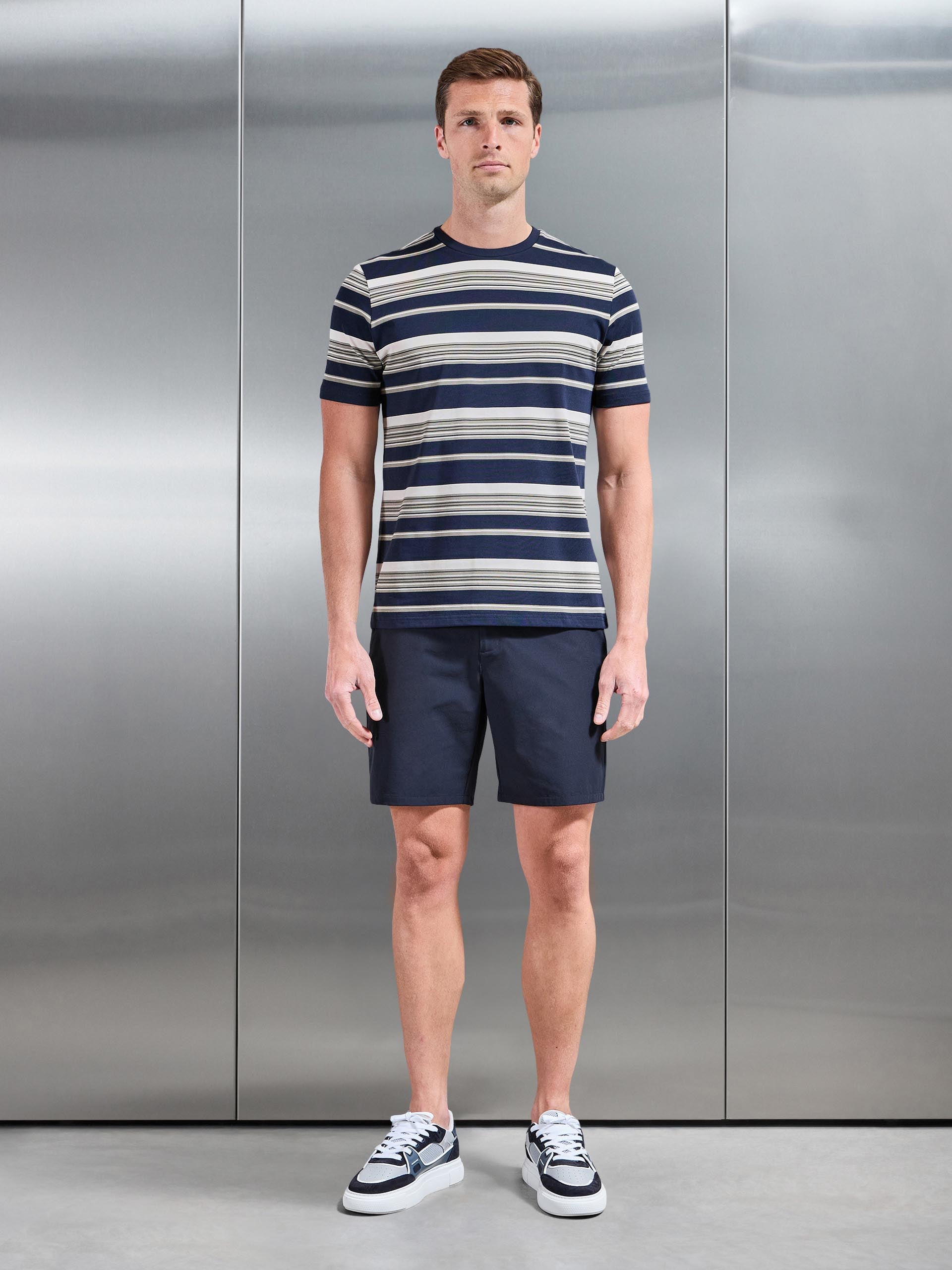 Mens Nova Stripe T-Shirt in Navy Sage