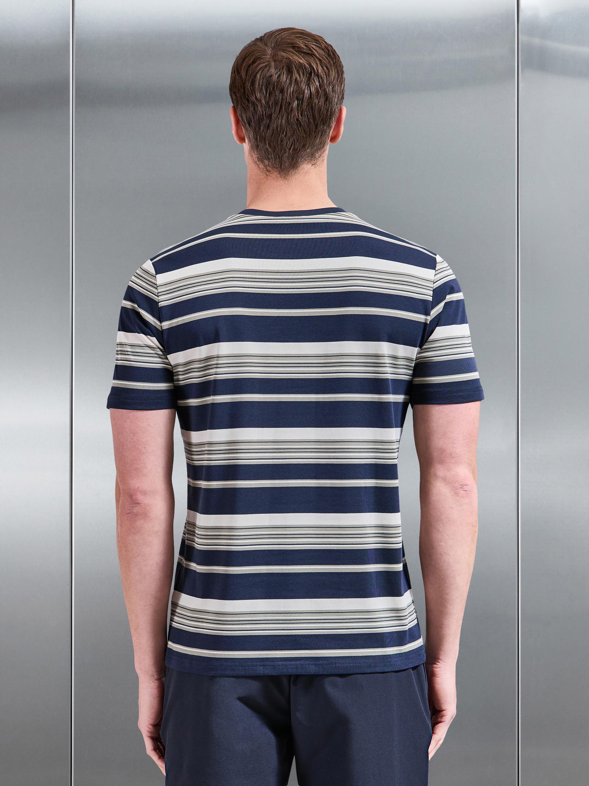 Mens Nova Stripe T-Shirt in Navy Sage