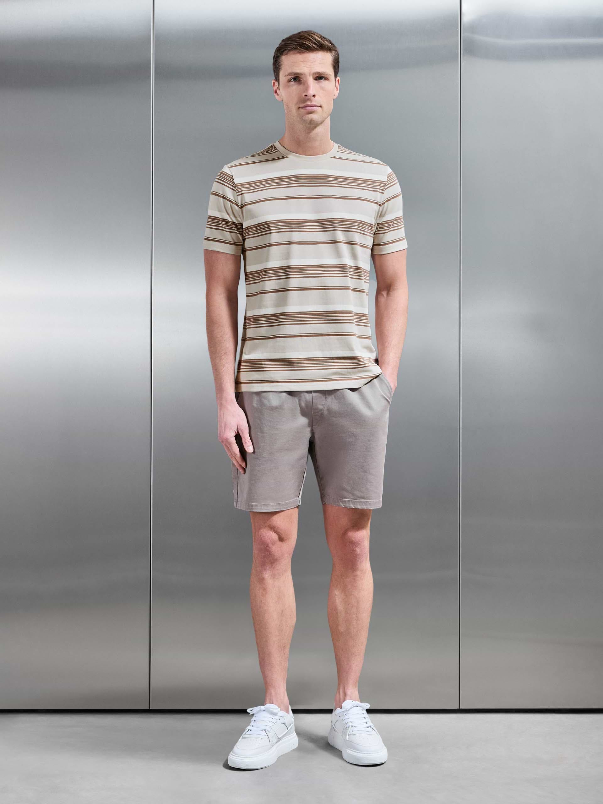 Mens Nova Stripe T-Shirt in Stone