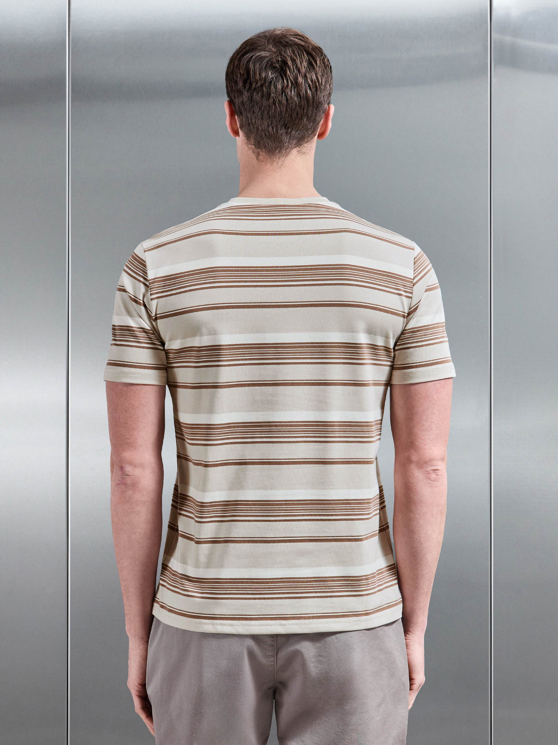 Mens Nova Stripe T-Shirt in Stone