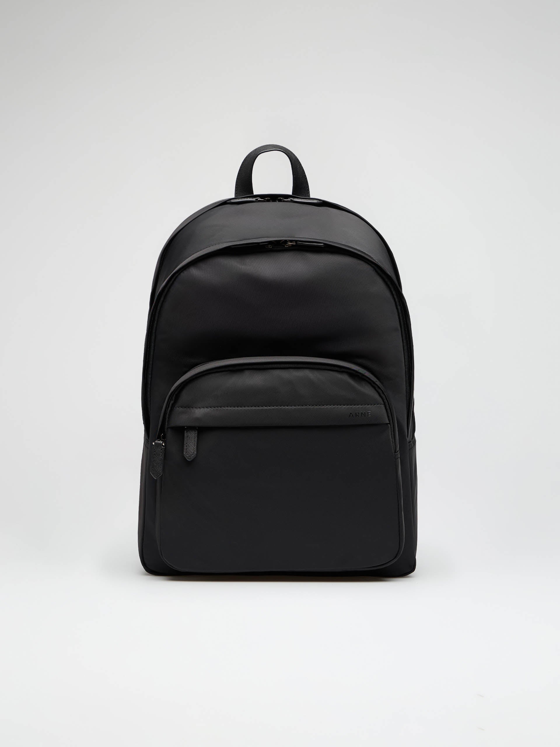 Mens Nylon Compartment Backpack in Black