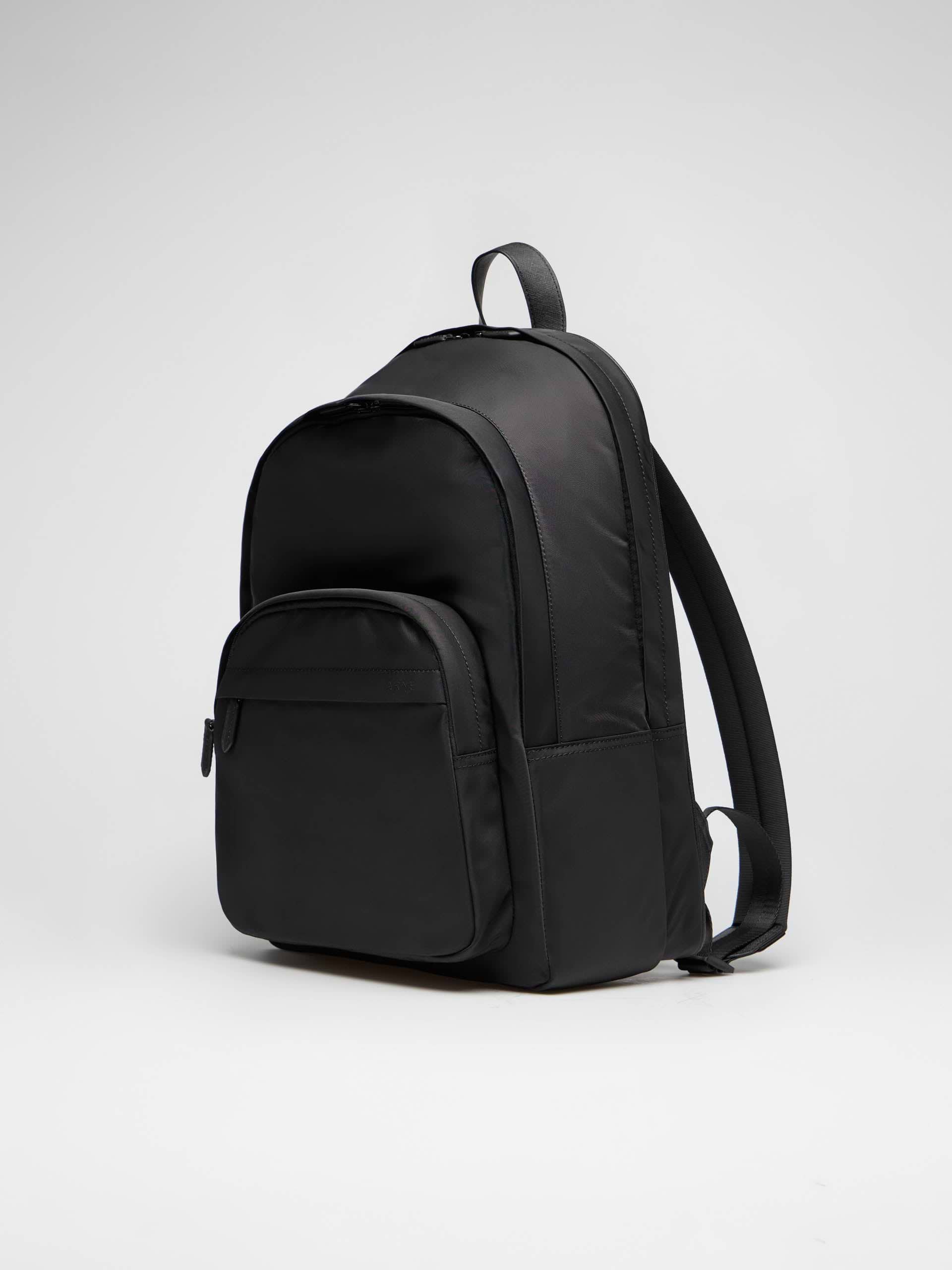 Mens Nylon Compartment Backpack in Black