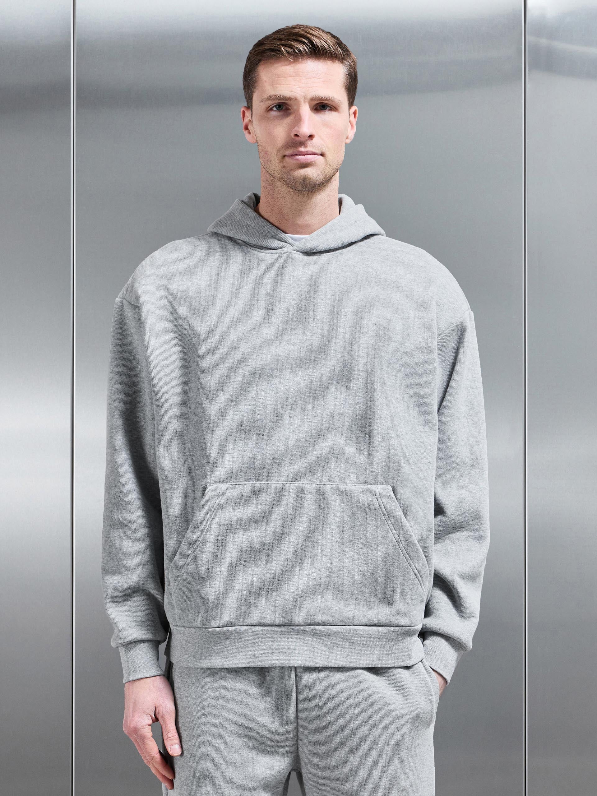 Mens Oversized Hoodie in Marl Grey