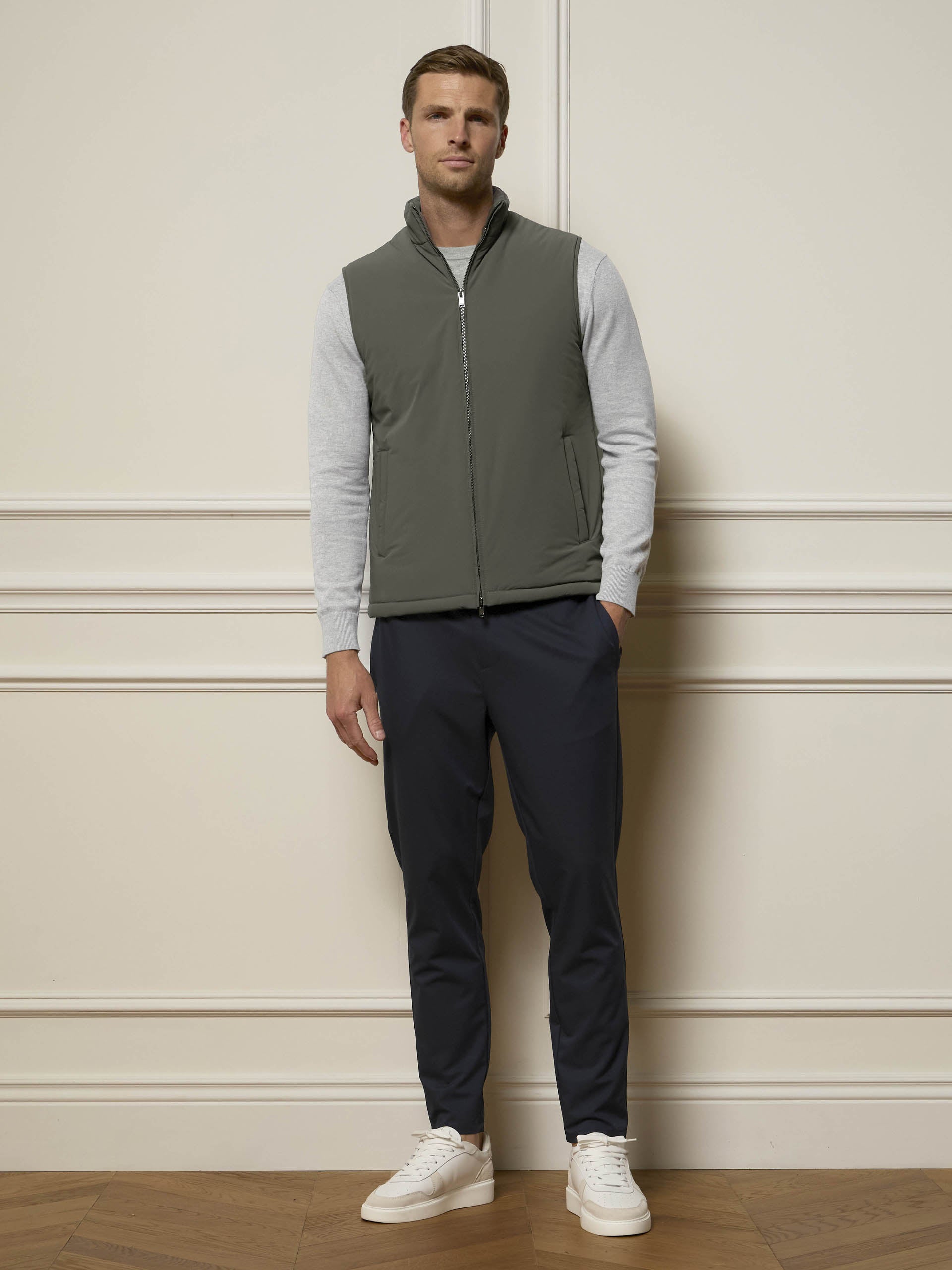 Mens Padded Shell Gilet in Olive