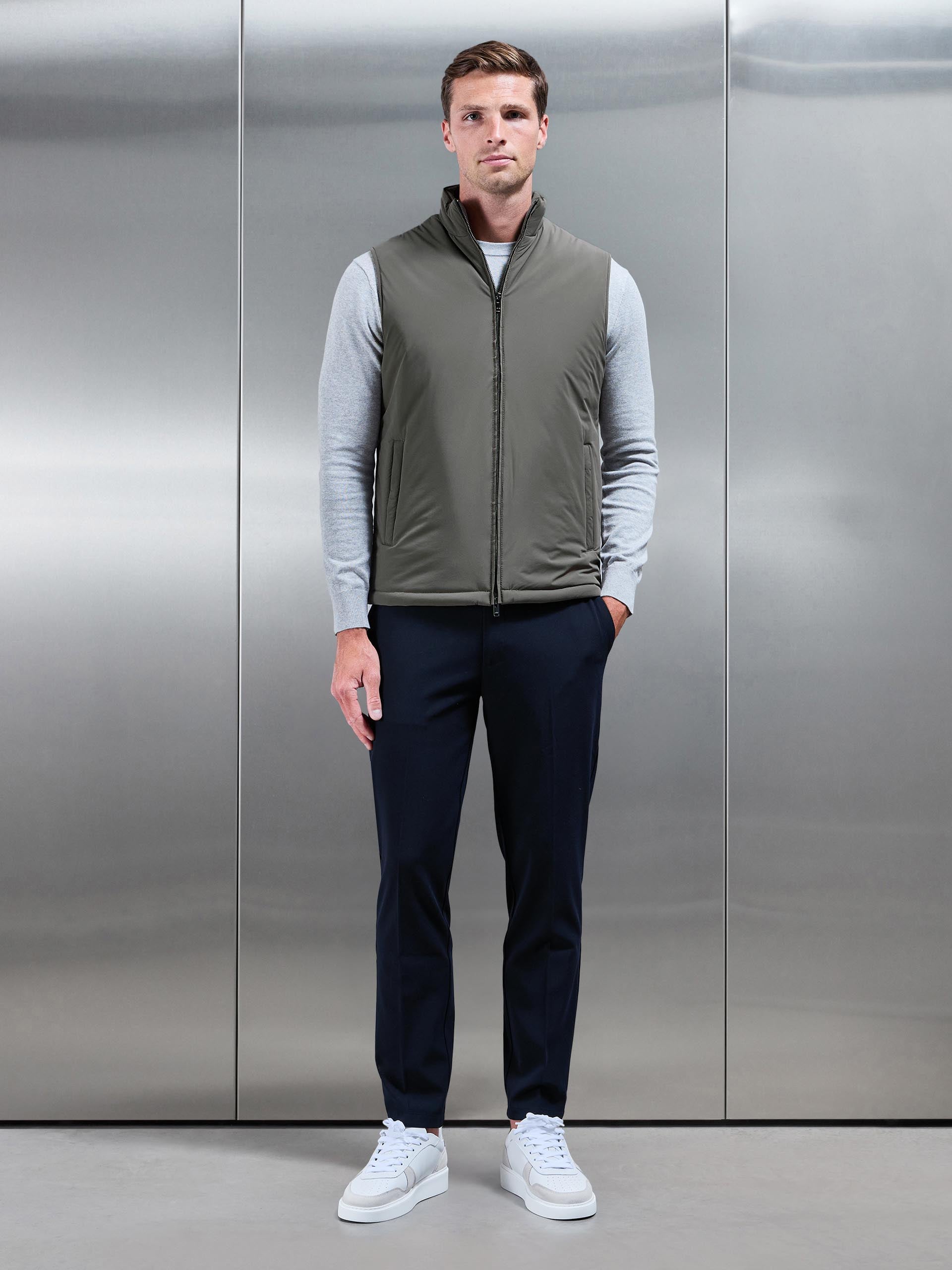Mens Padded Shell Gilet in Olive