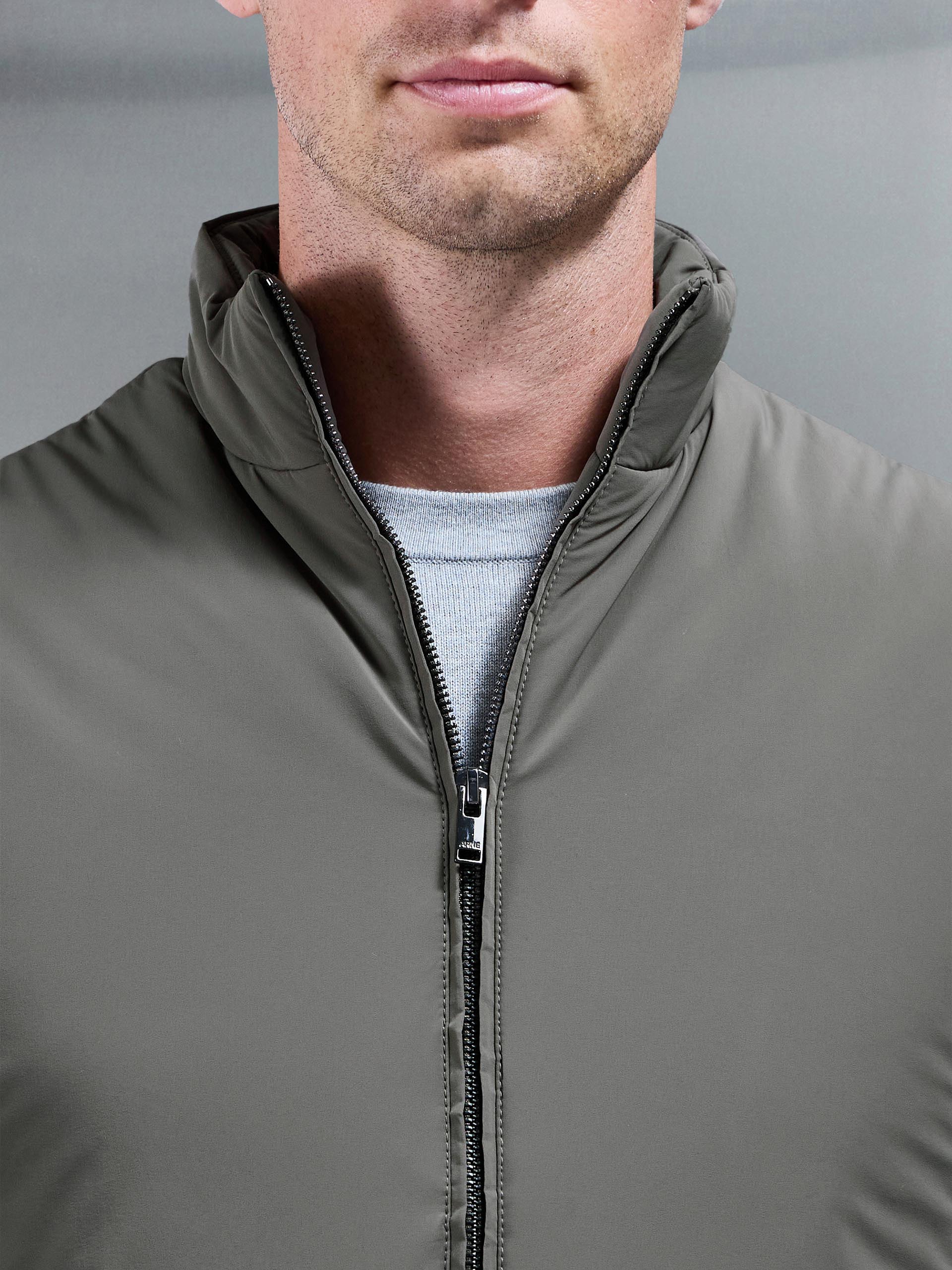 Mens Padded Shell Gilet in Olive