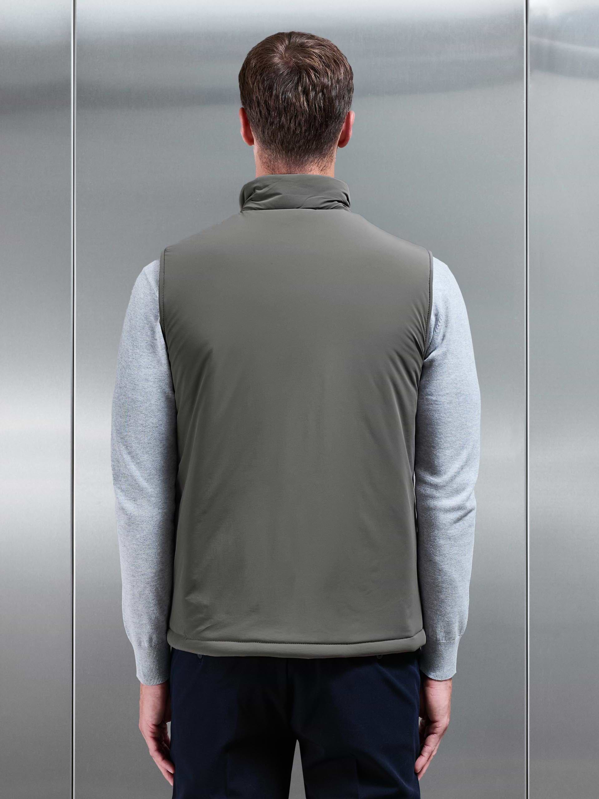 Padded Shell Gilet in Olive