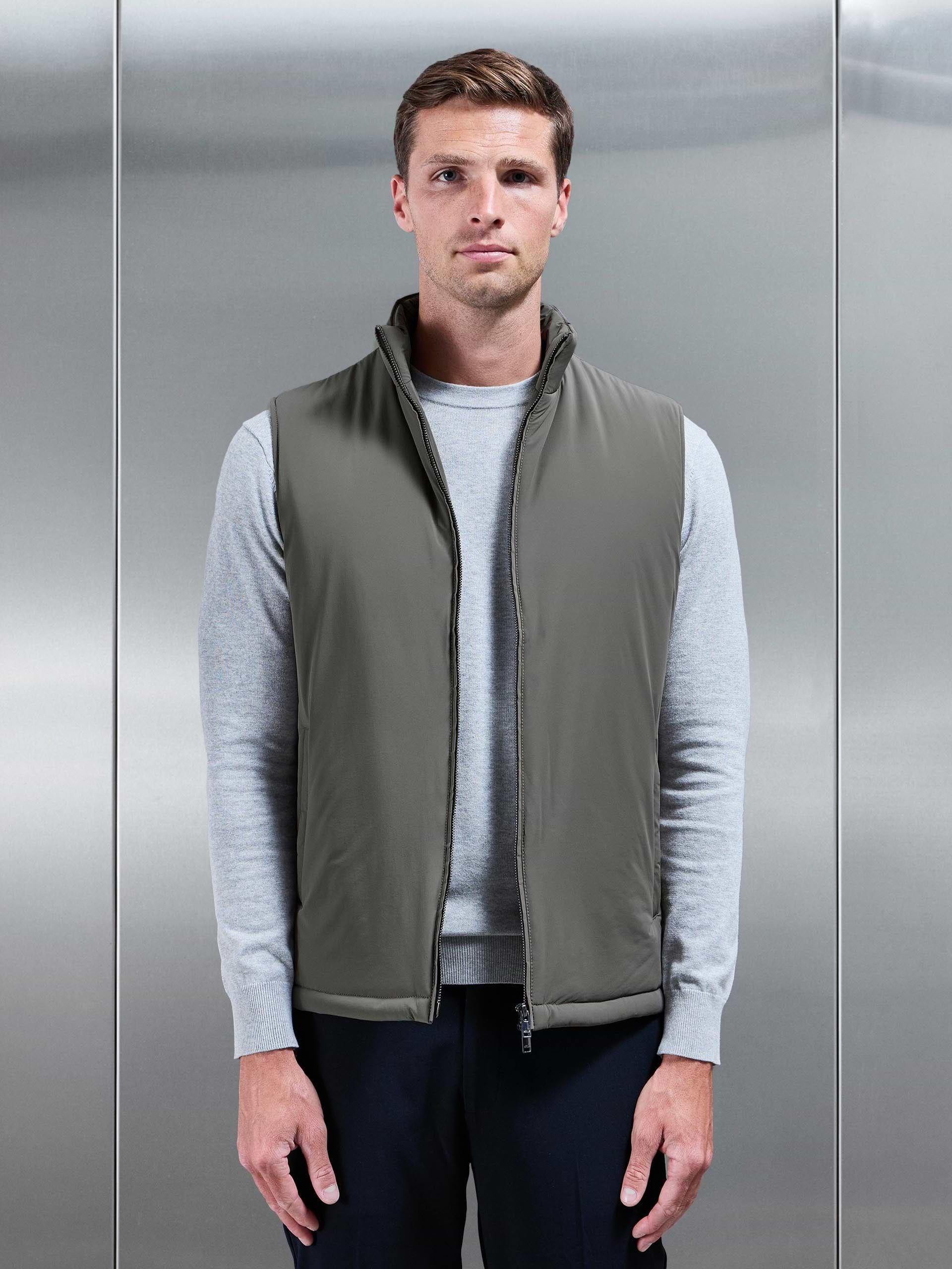 Padded Shell Gilet in Olive