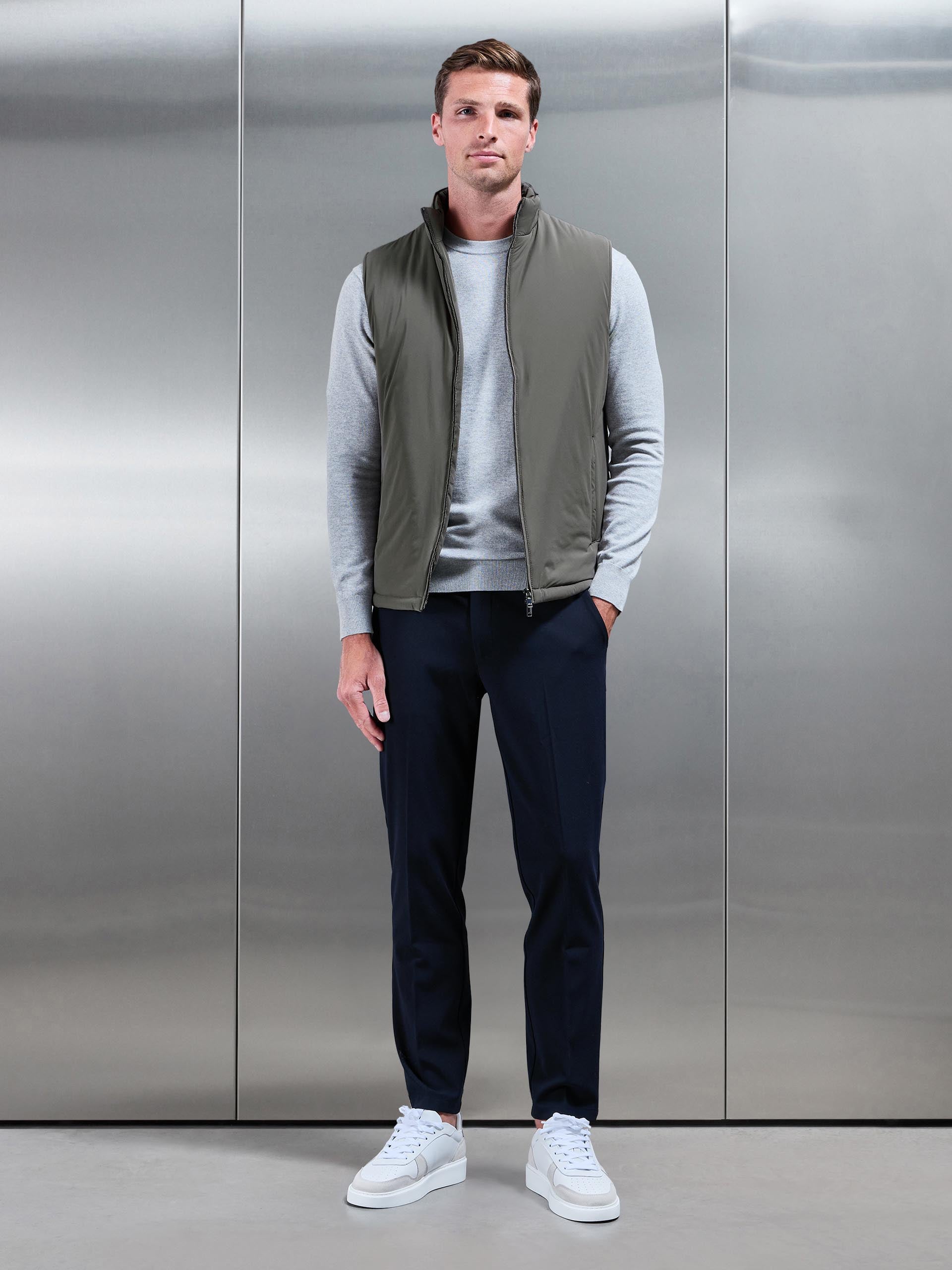 Mens Padded Shell Gilet in Olive