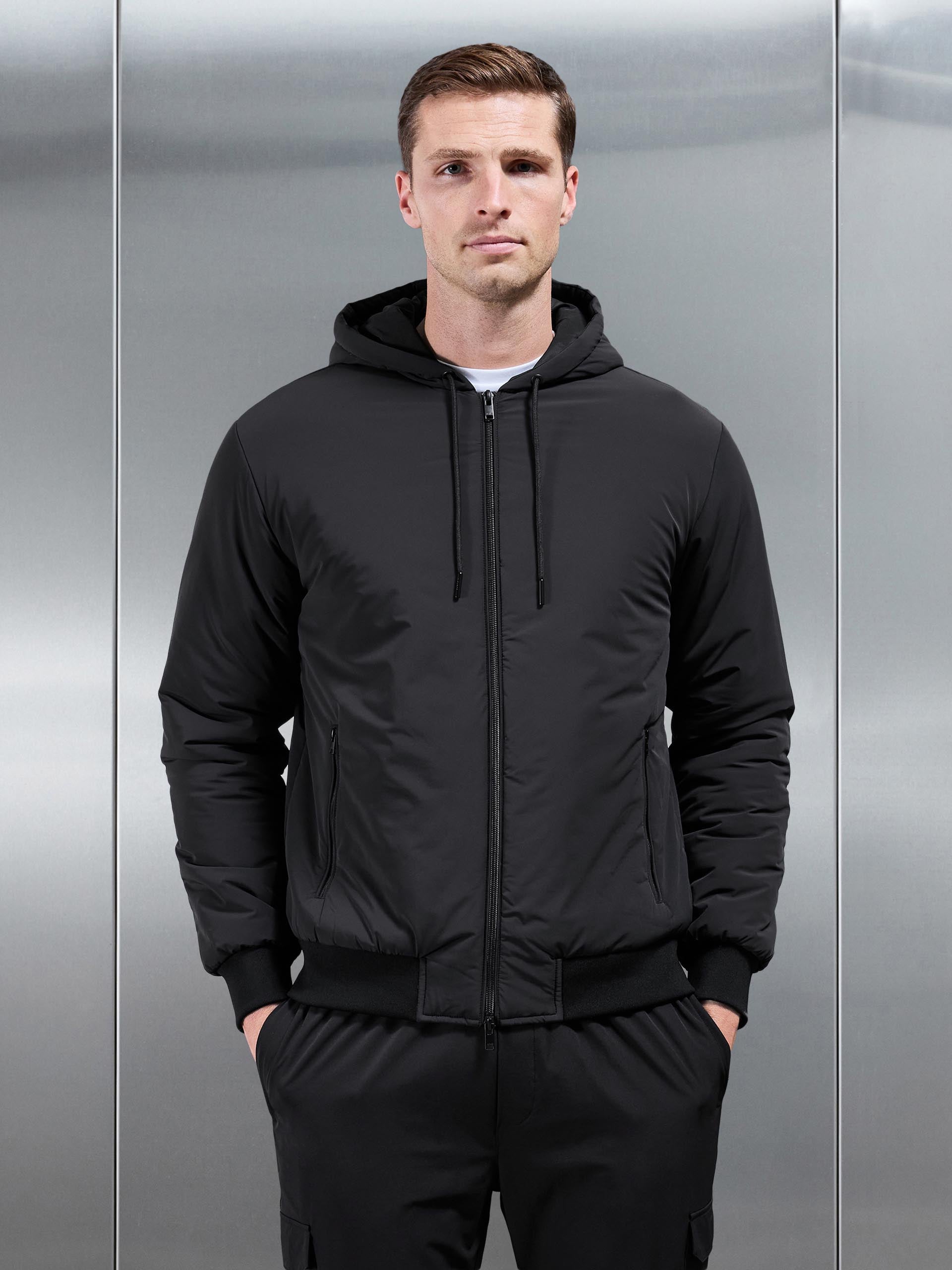 Mens Padded Tonal Windbreaker in Black