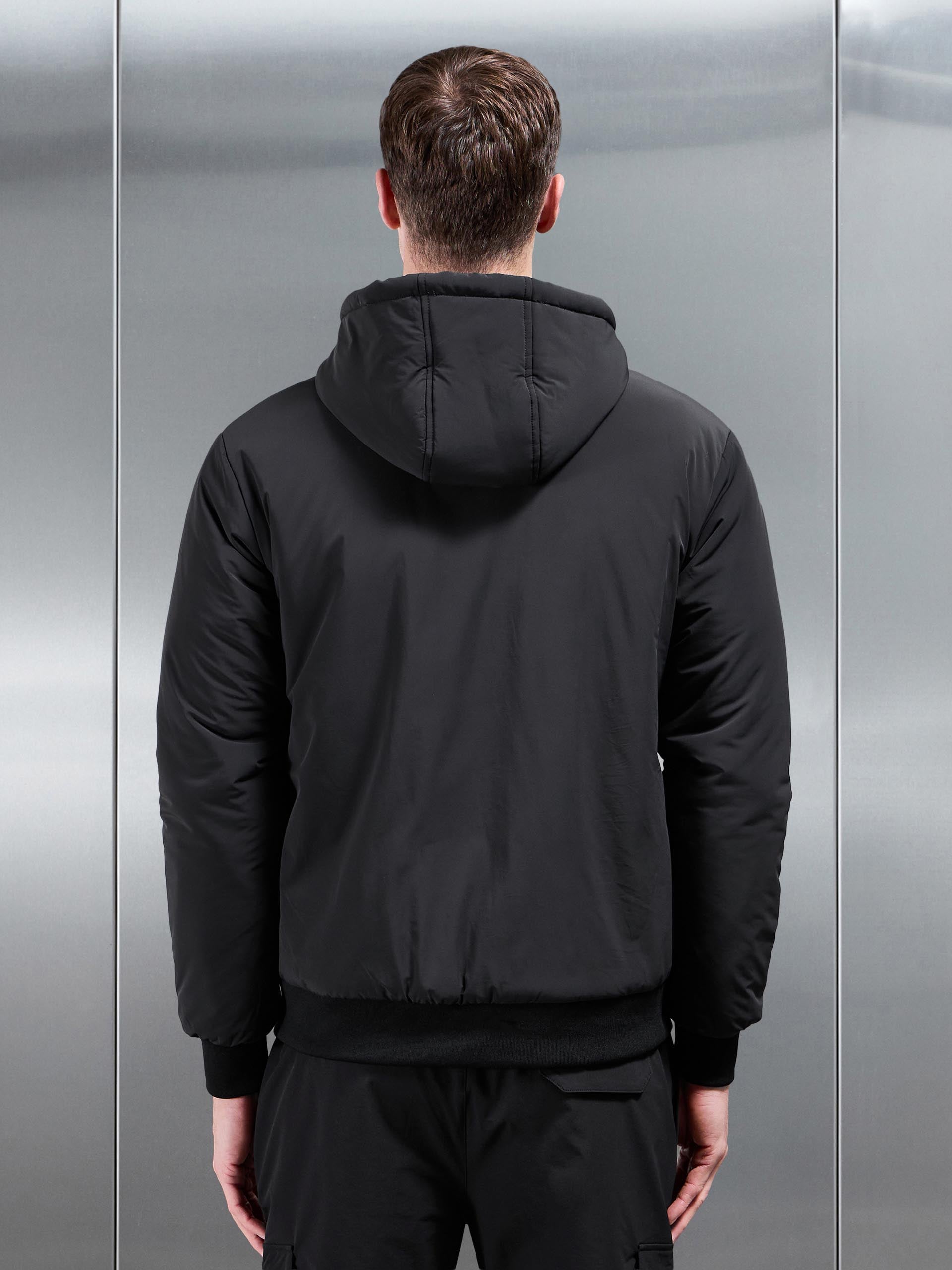 Mens Padded Tonal Windbreaker in Black