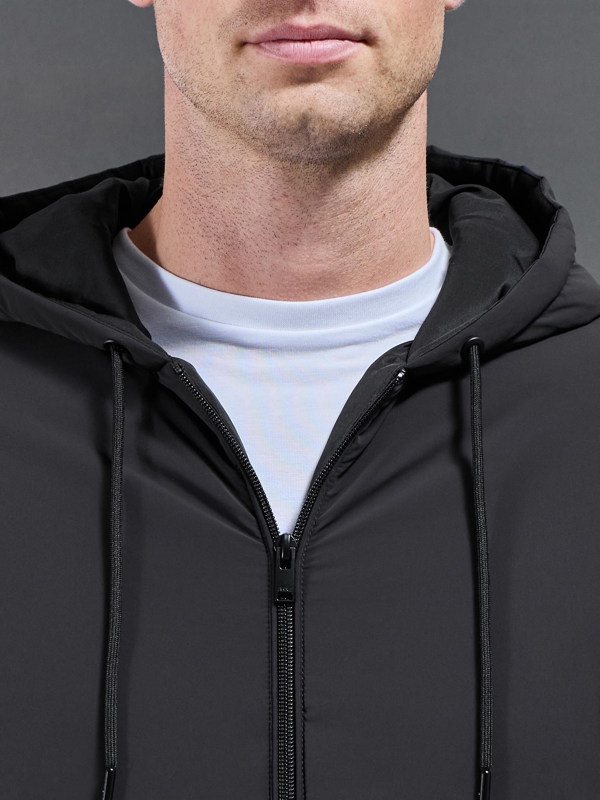 Mens Padded Tonal Windbreaker in Black