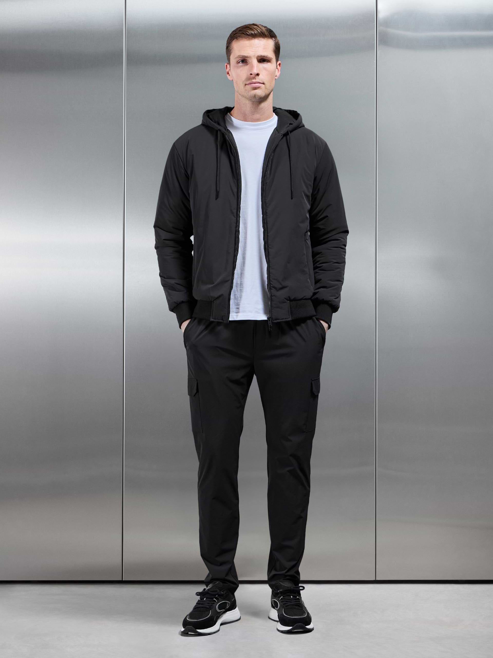 Padded Tonal Windbreaker in Black