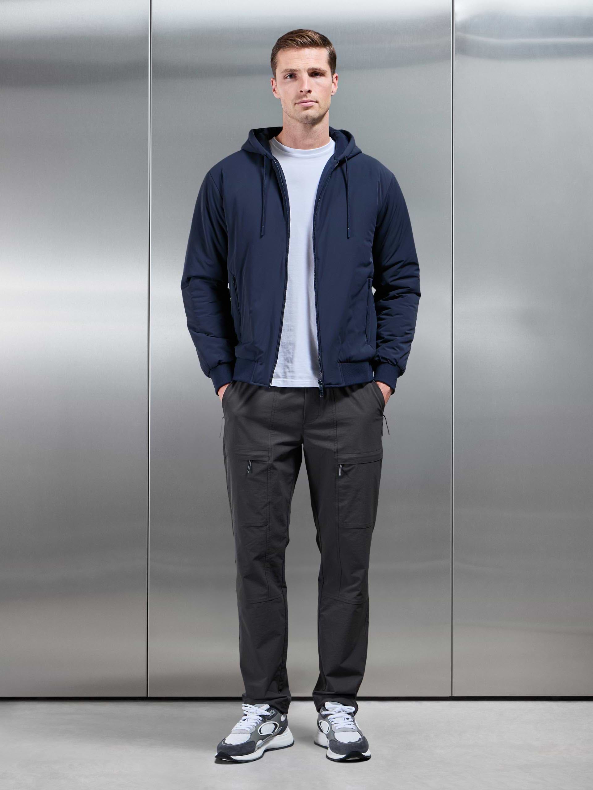 Mens Padded Tonal Windbreaker in Navy