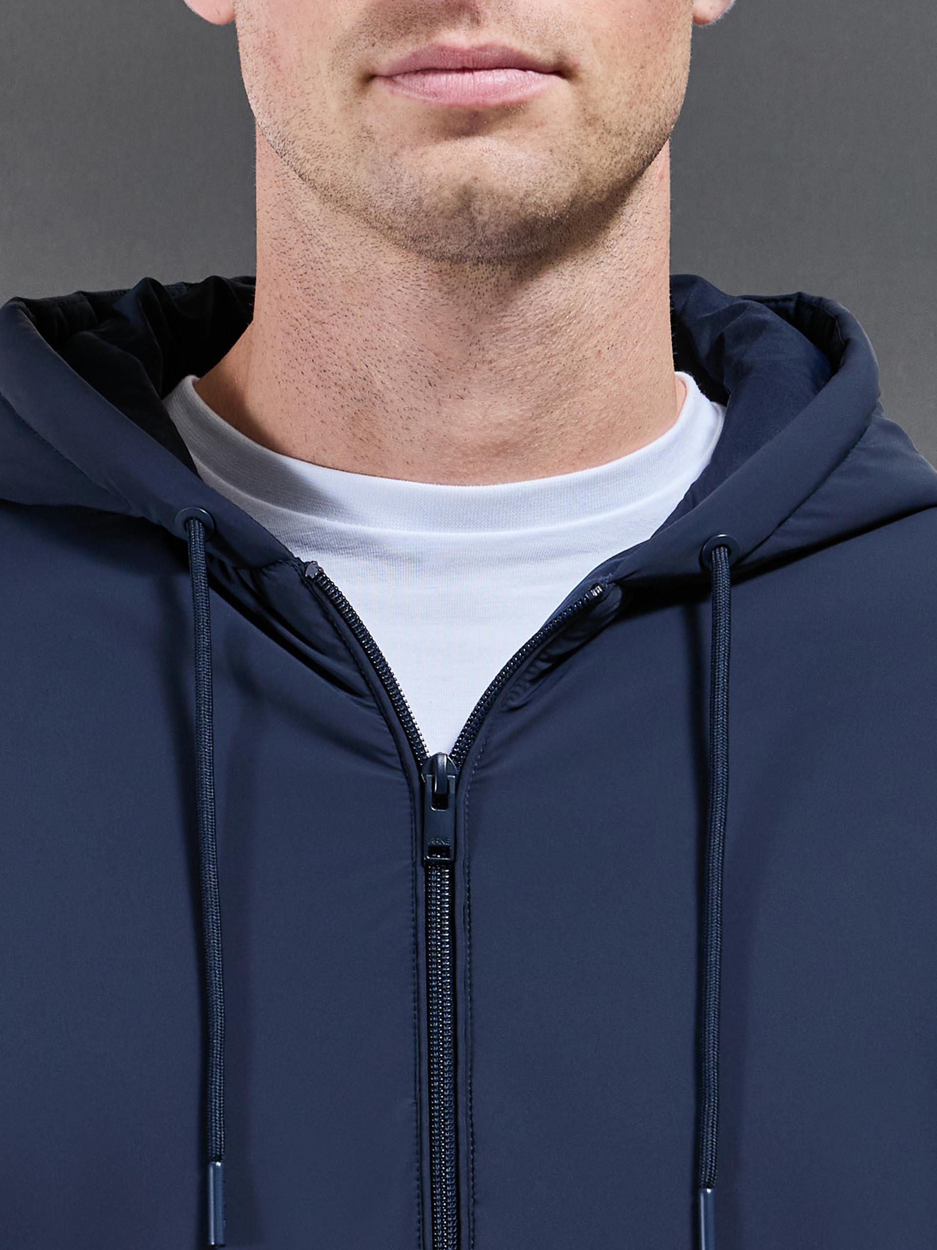Mens Padded Tonal Windbreaker in Navy