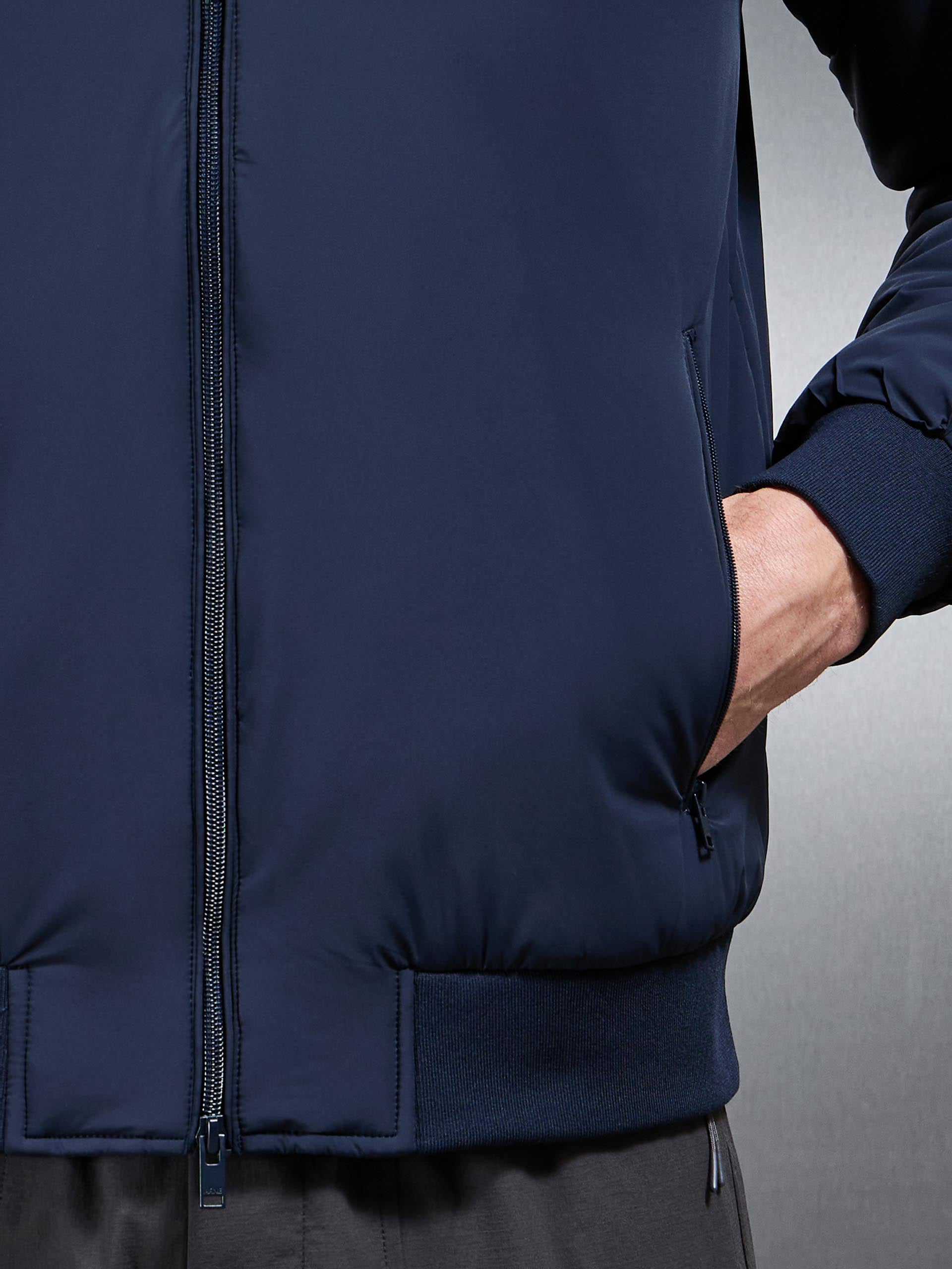 Mens Padded Tonal Windbreaker in Navy
