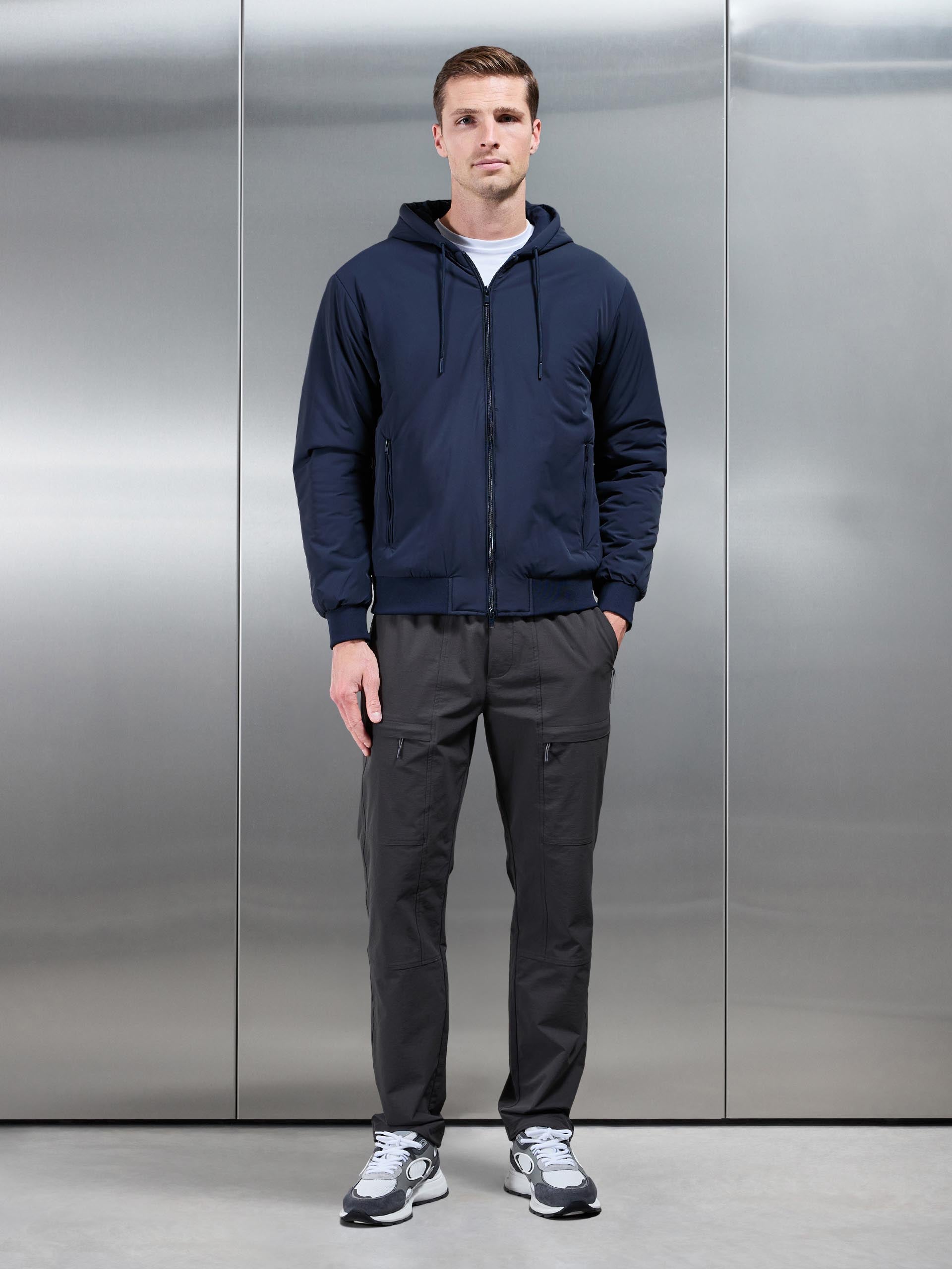 Mens Padded Tonal Windbreaker in Navy