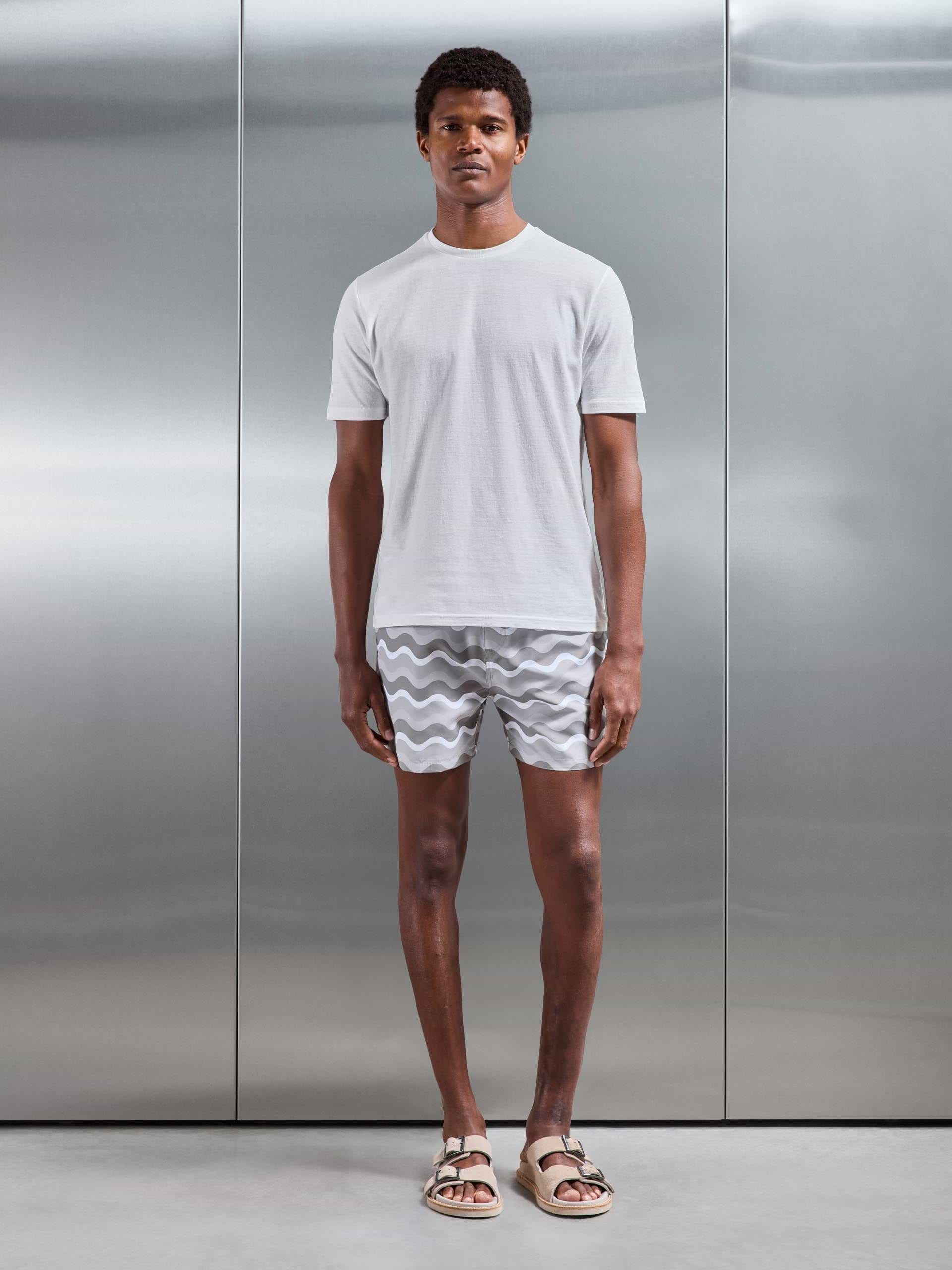 Mens Palma Drawstring Printed Swim Short in Stone