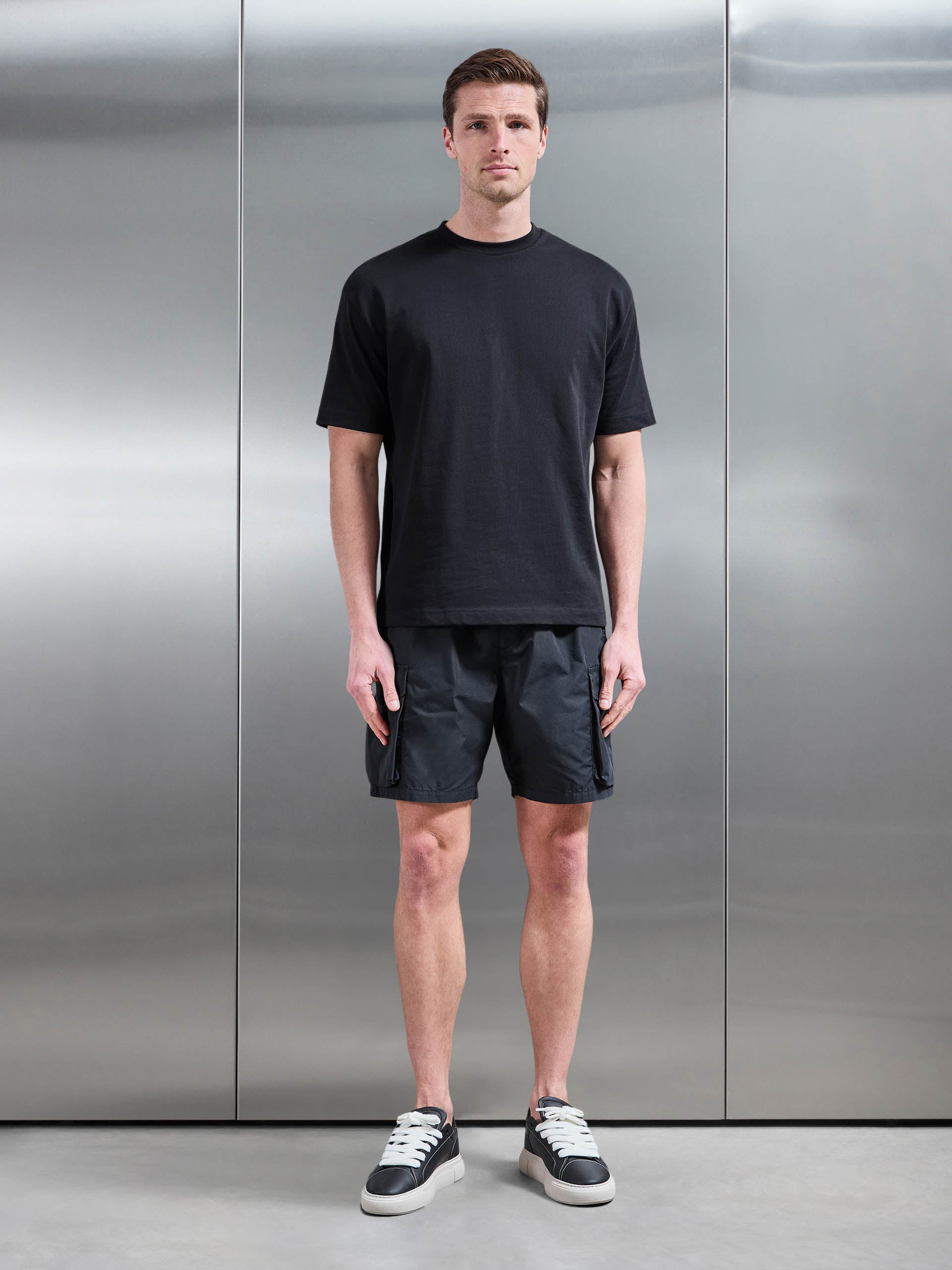 Mens Parachute Cargo Short in Black