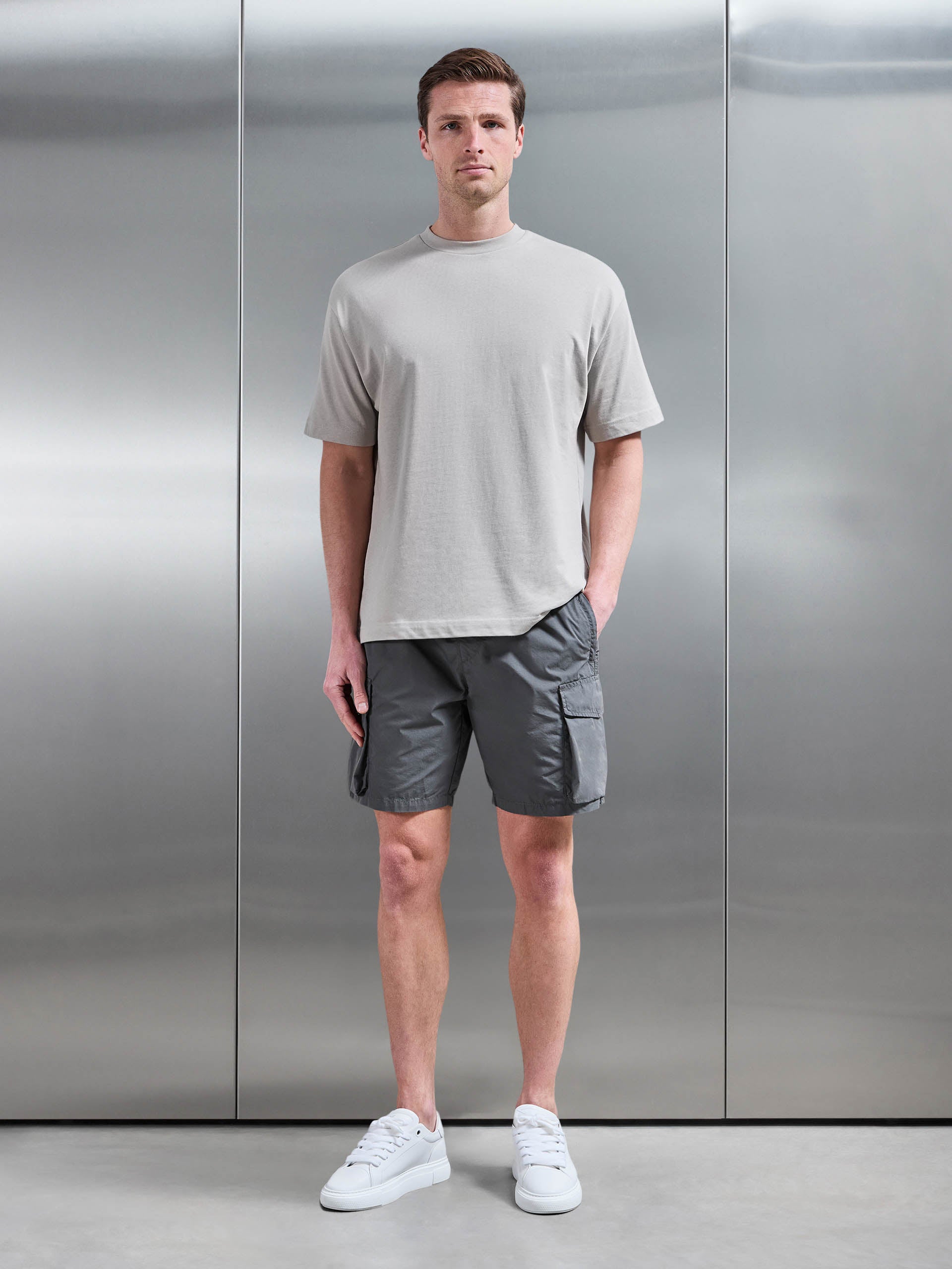 Mens Parachute Cargo Short in Grey