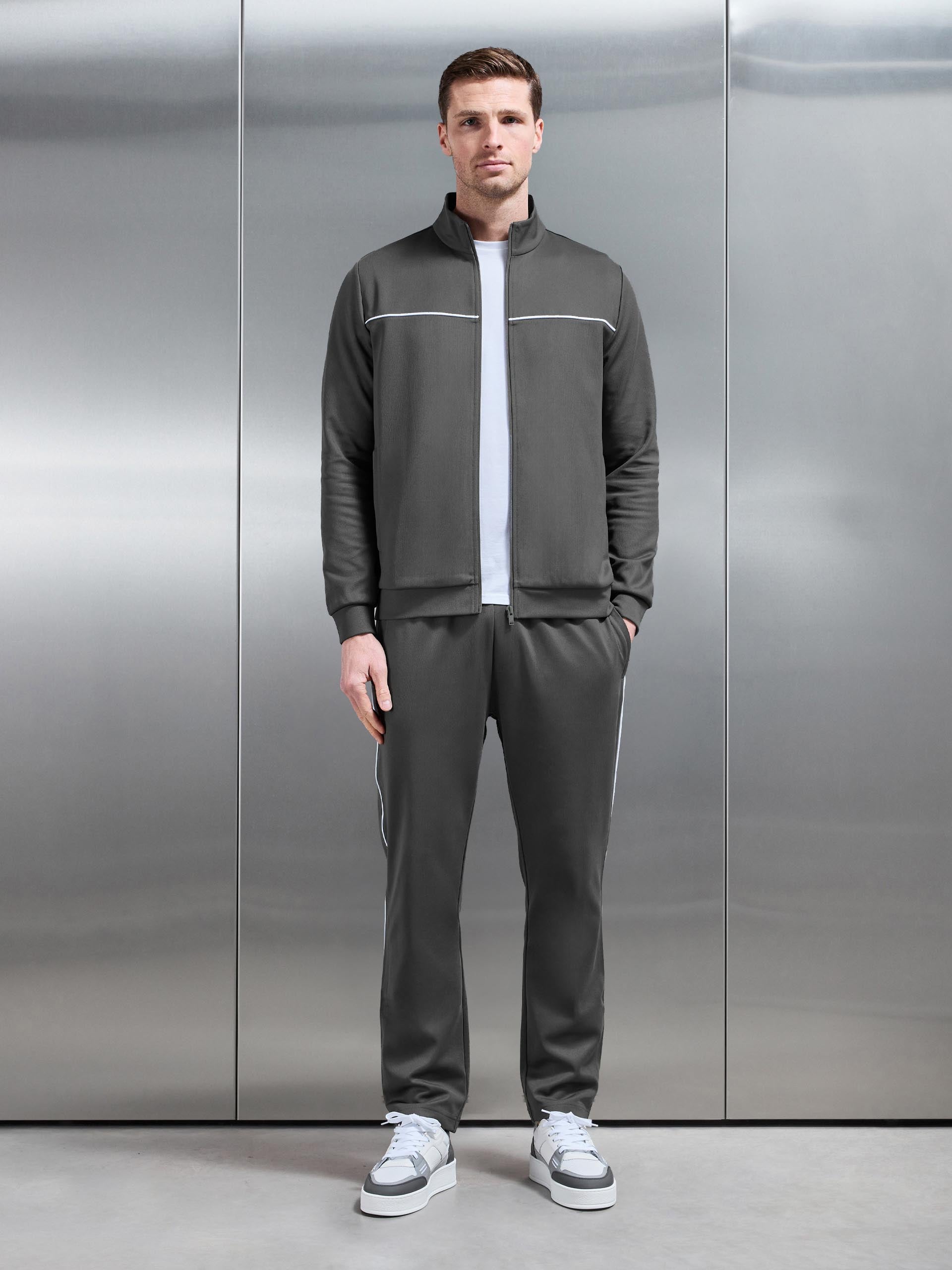 Mens Piping Track Jacket in Grey