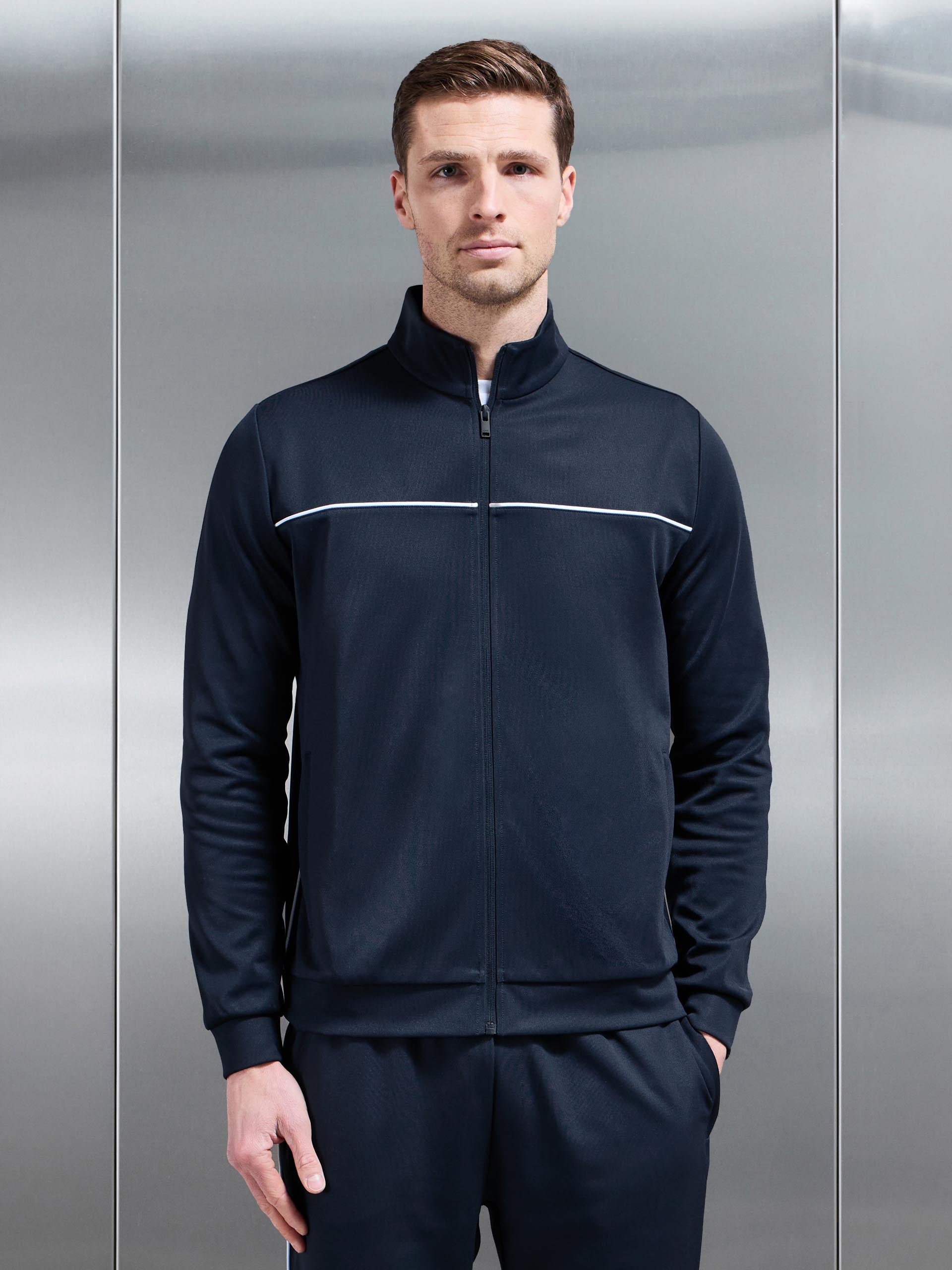 Mens Piping Track Jacket in Navy