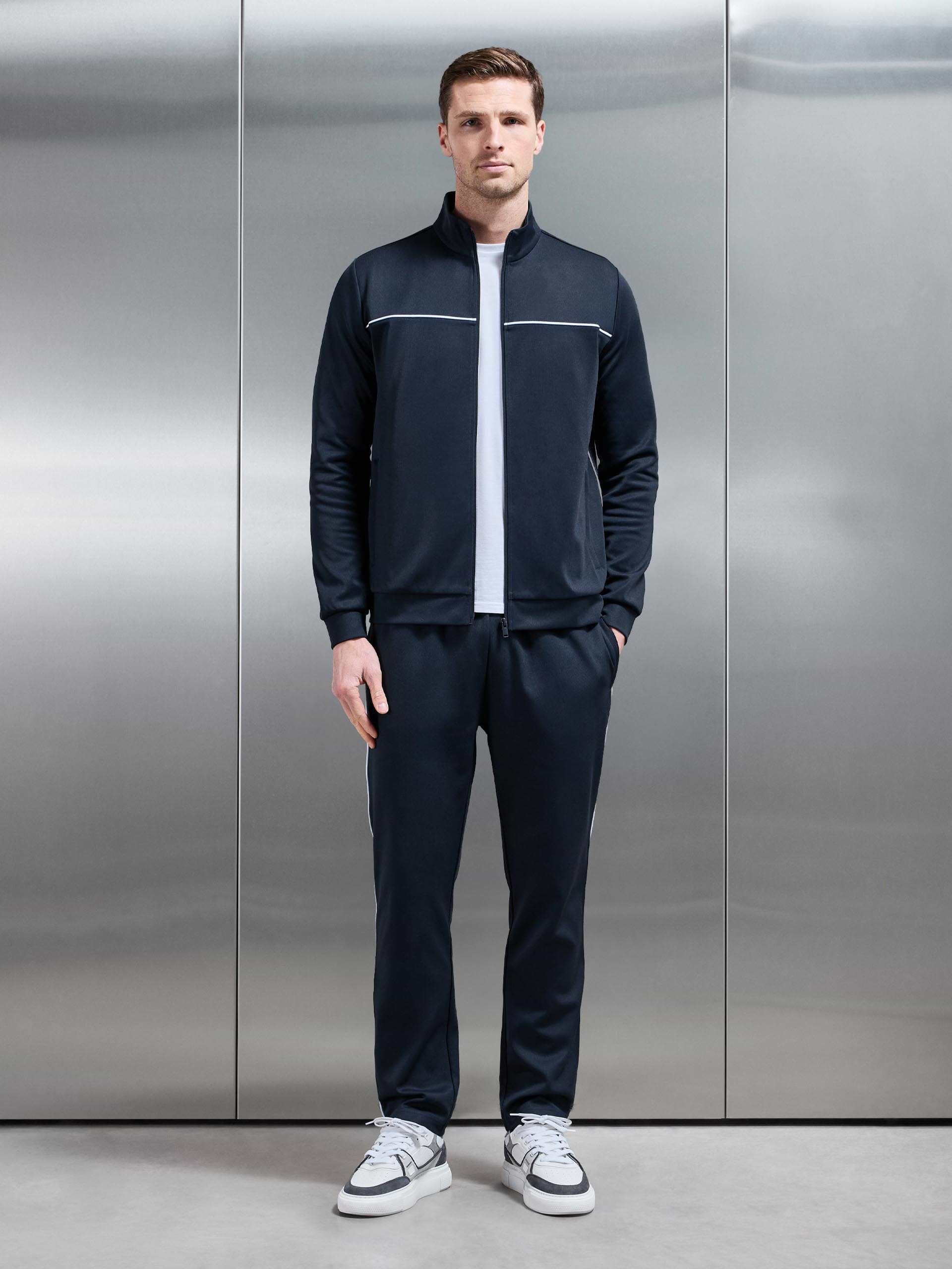 Mens Piping Track Jacket in Navy