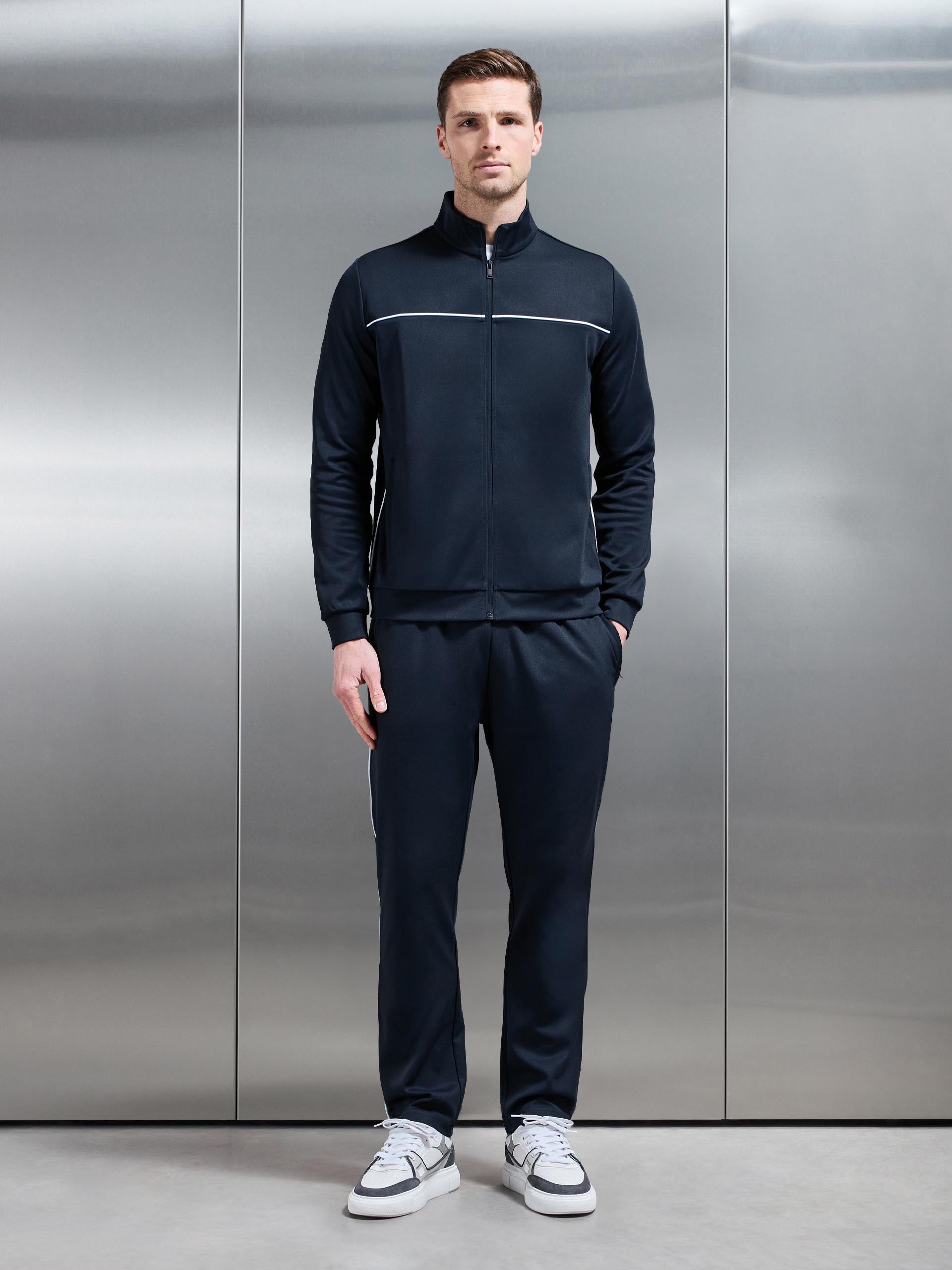 Mens Piping Track Jacket in Navy